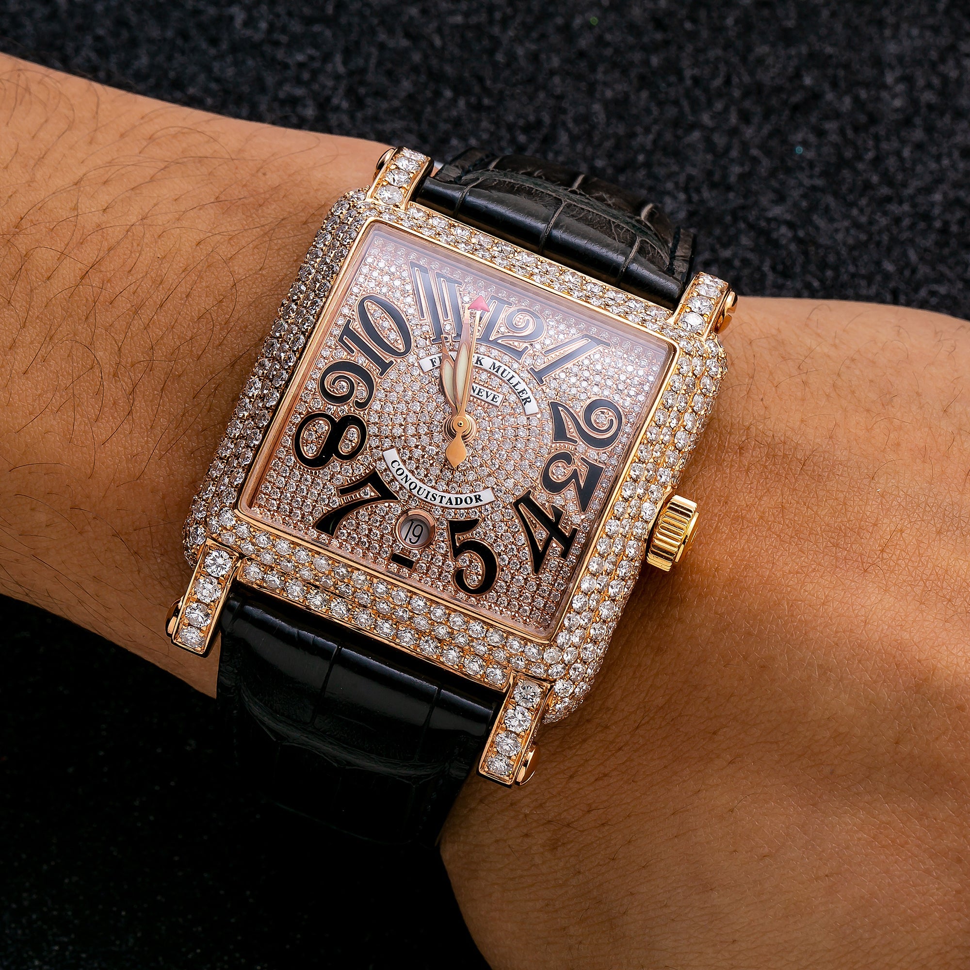 Franck Muller Conquistador Cortez 10000HSC 39MM Rose Gold Diamond Dial With 10.25 CT Diamonds