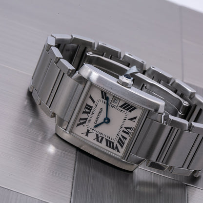 Cartier Tank Française W51011Q3 25MM White Dial With Stainless Steel Bracelet