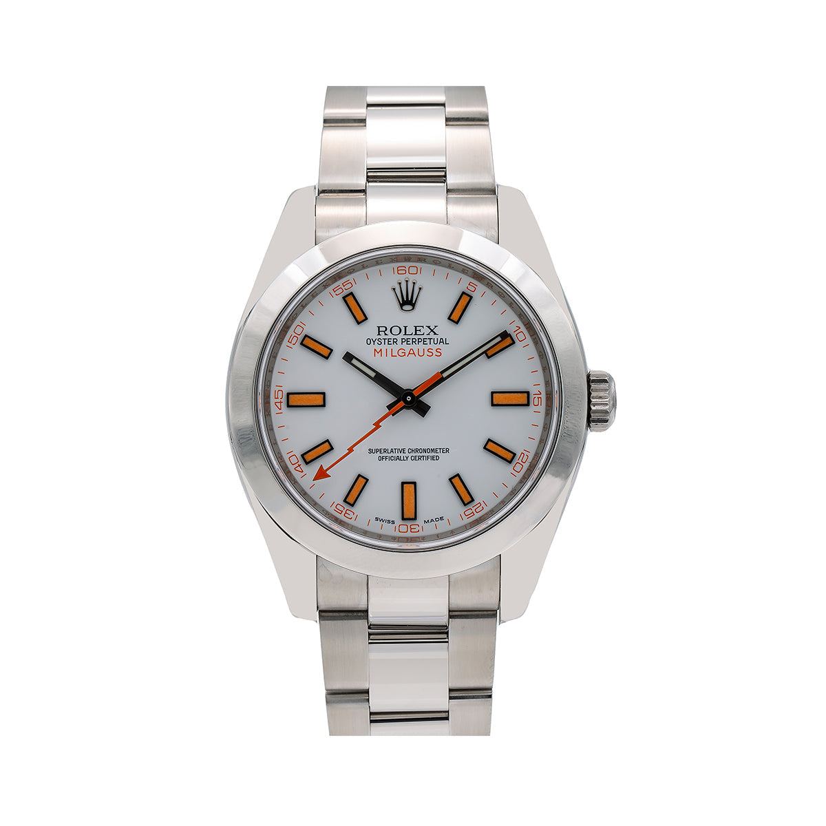 Rolex Milgauss 116400 40MM White Dial With Stainless Steel Oyster Bracelet-Rolex-JD Watches NY