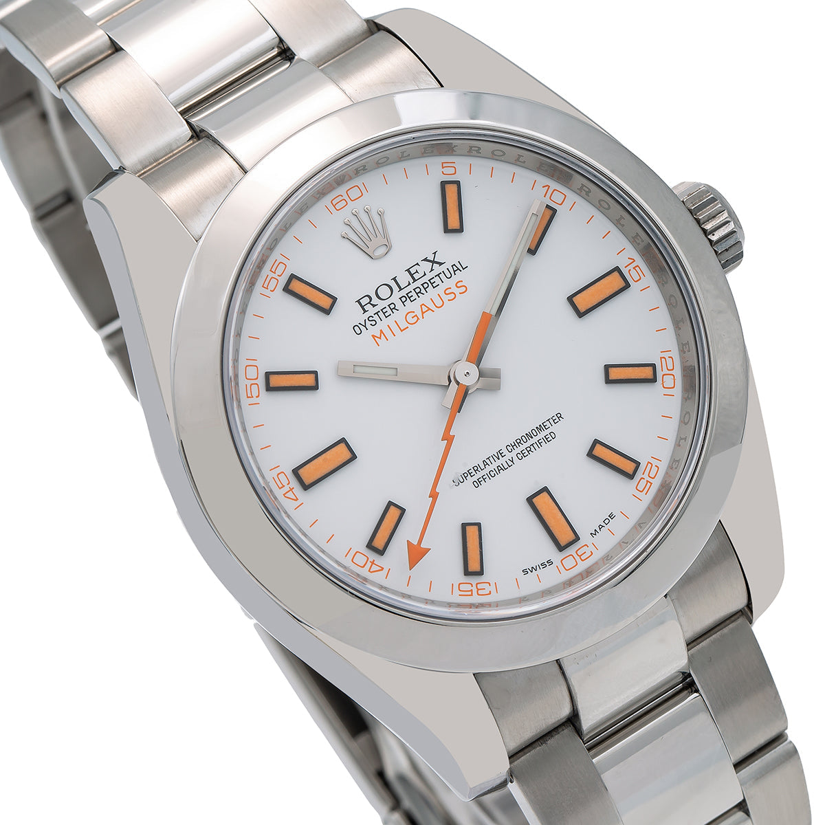 Rolex Milgauss 116400 40MM White Dial With Stainless Steel Oyster Bracelet-Rolex-JD Watches NY