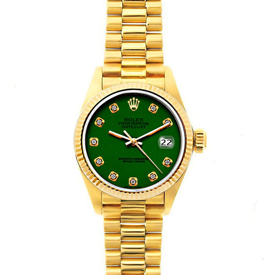 Rolex Datejust 26mm 18k Yellow Gold President Bracelet Myrtle Dial