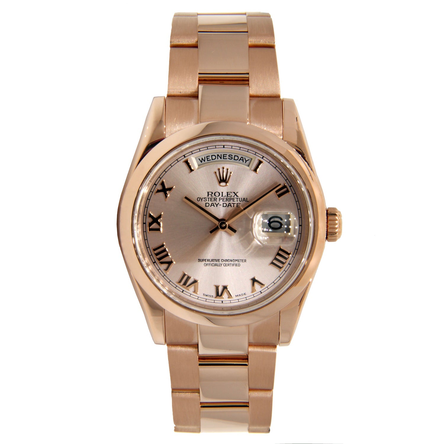 18K Rose Gold Rolex Day Date Presidet 36mm Pink Champagne with Roman Numeral Dial-Rolex-JD Watches NY