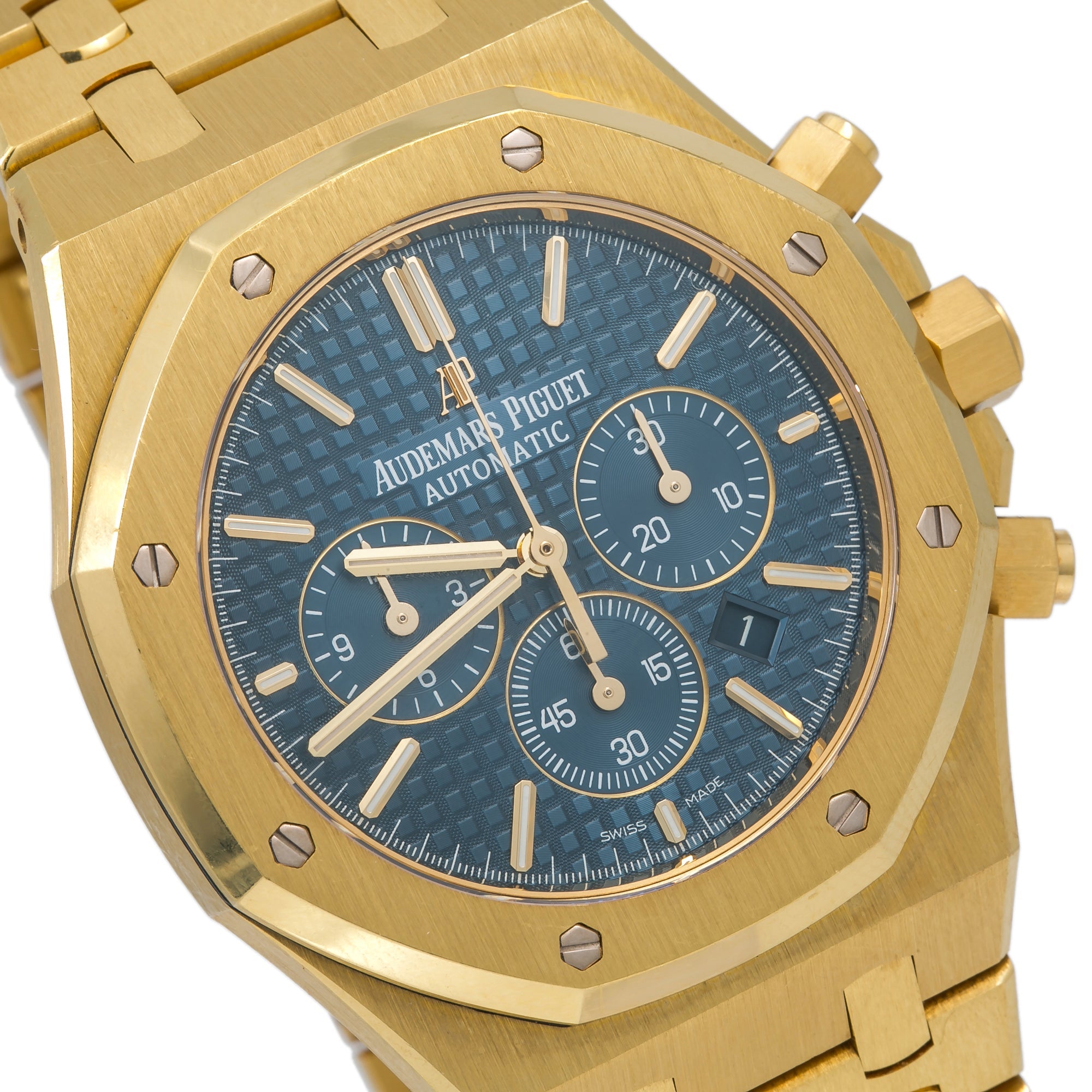 Audemars Piguet Royal Oak Chronograph 26320BA 41mm Blue Dial With Yellow Gold Bracelet-Audemars Piguet-JD Watches NY