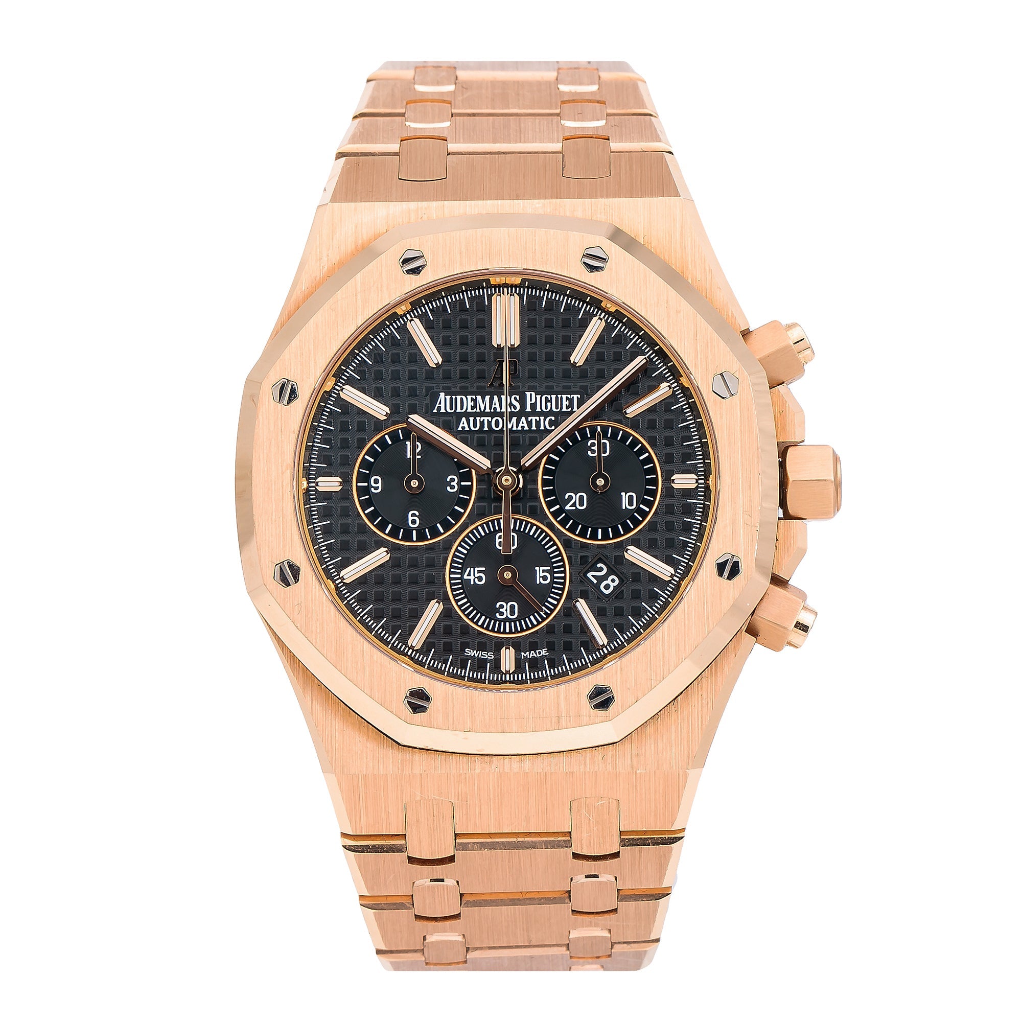 Audemars Piguet Royal Oak Chronograph 41mm Watch 26320OR Black Dial With Rose Gold Bracelet-Audemars Piguet-JD Watches NY