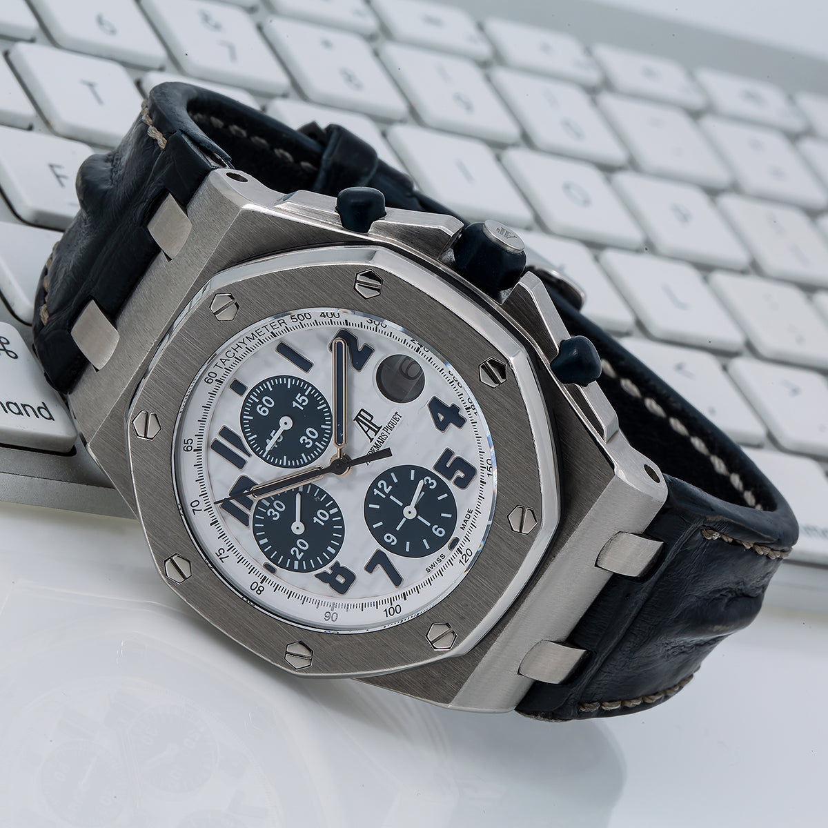 Audemars Piguet Royal Oak Offshore 26170ST 42MM White Dial With Blue Leather Bracelet-Audemars Piguet-JD Watches NY