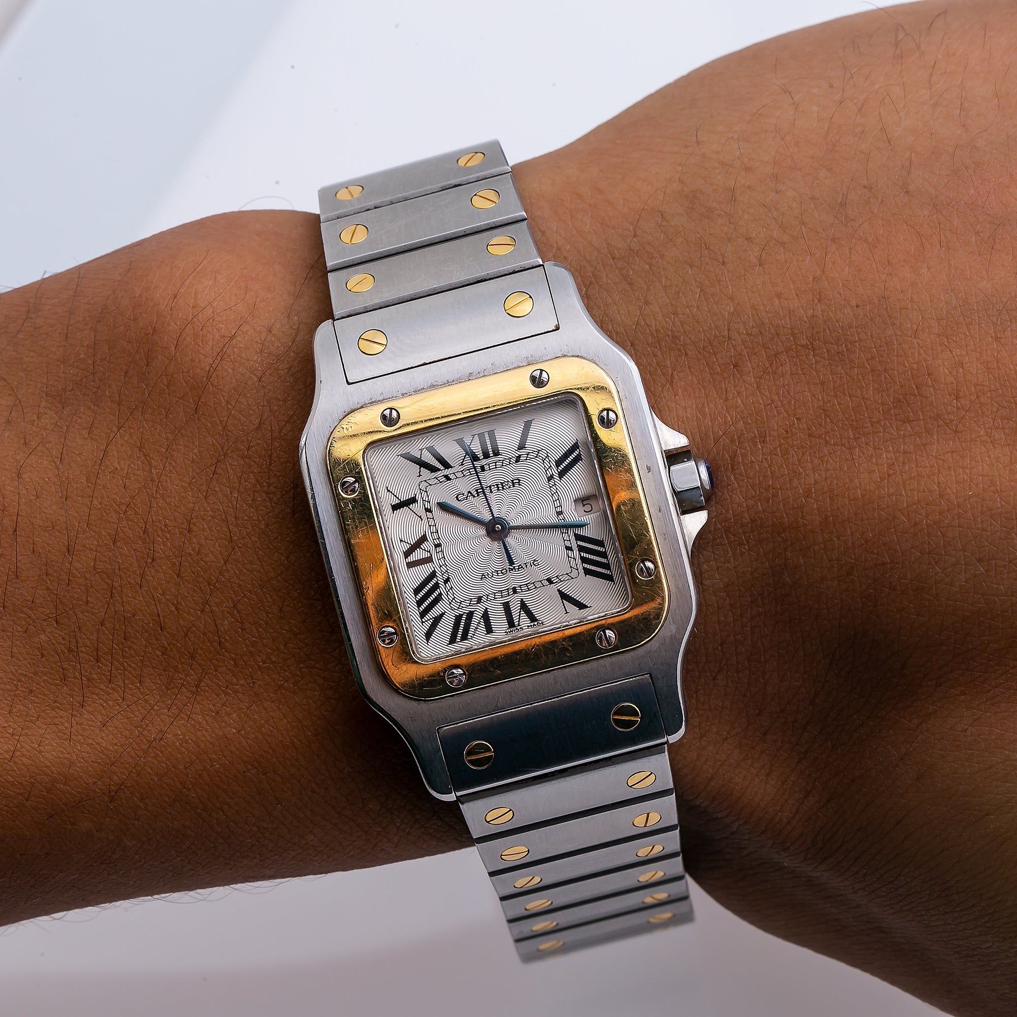 Cartier Santos Galbée W20057C4 24MM White Dial With Two Tone Bracelet-Cartier-JD Watches NY