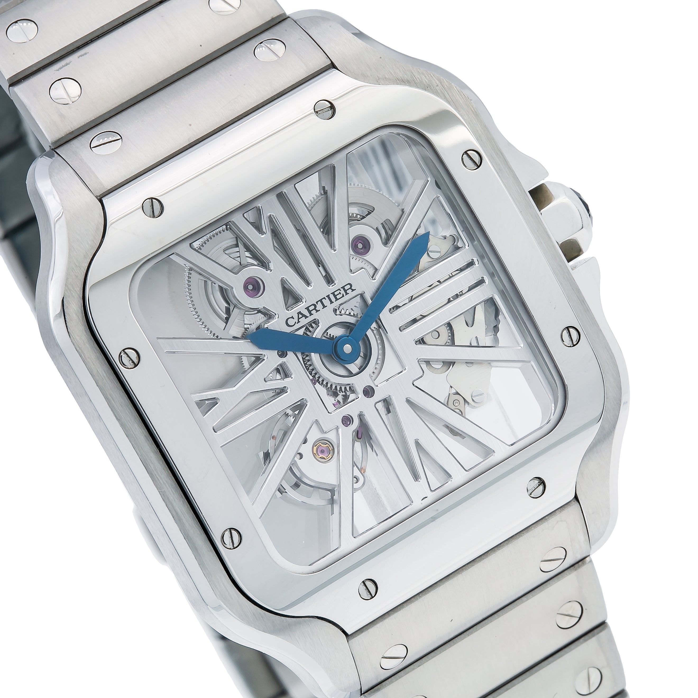 Cartier Santos WHSA0015 39.8mm White Dial With Stainless Steel Bracelet-Cartier-JD Watches NY