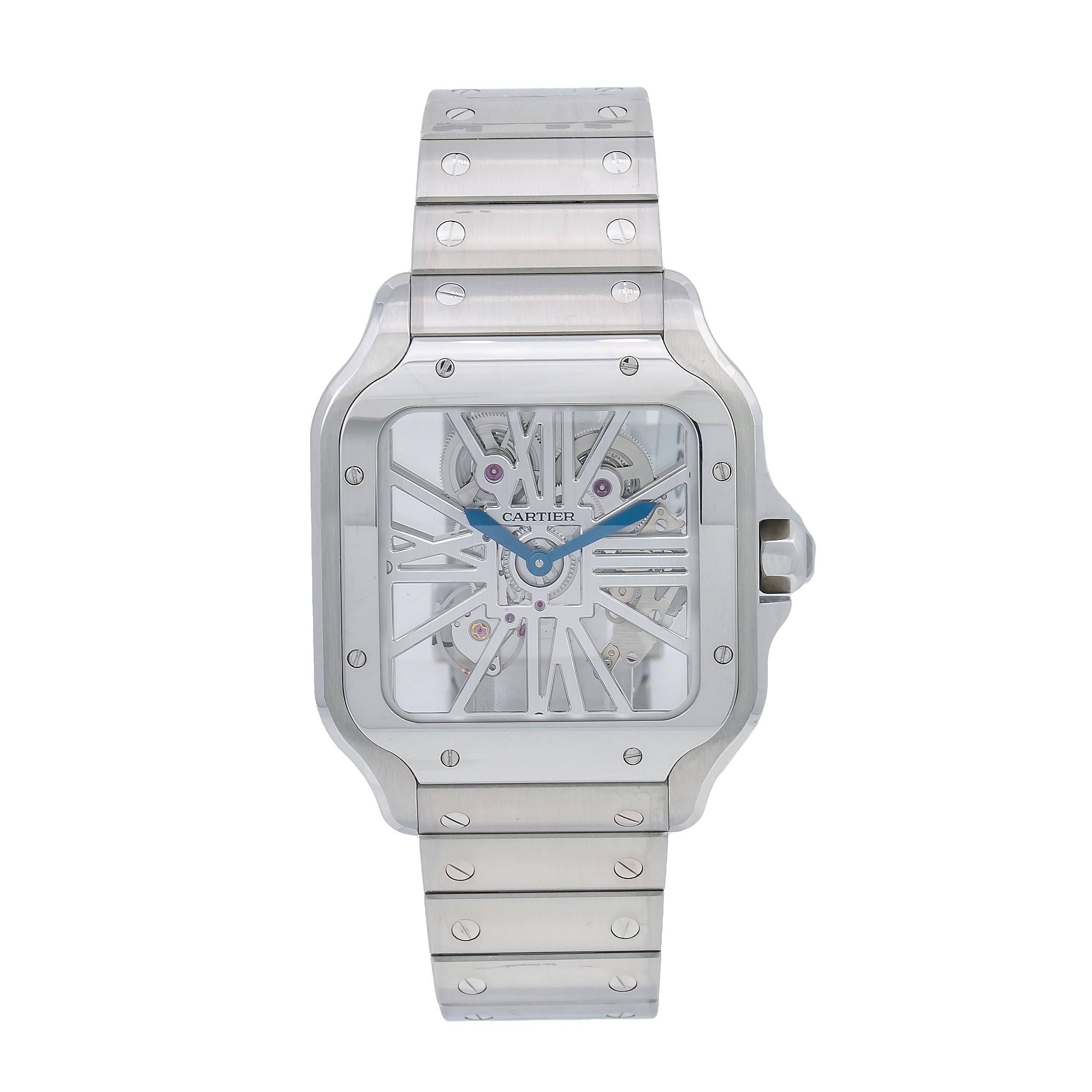 Cartier Santos WHSA0015 39.8mm White Dial With Stainless Steel Bracelet-Cartier-JD Watches NY