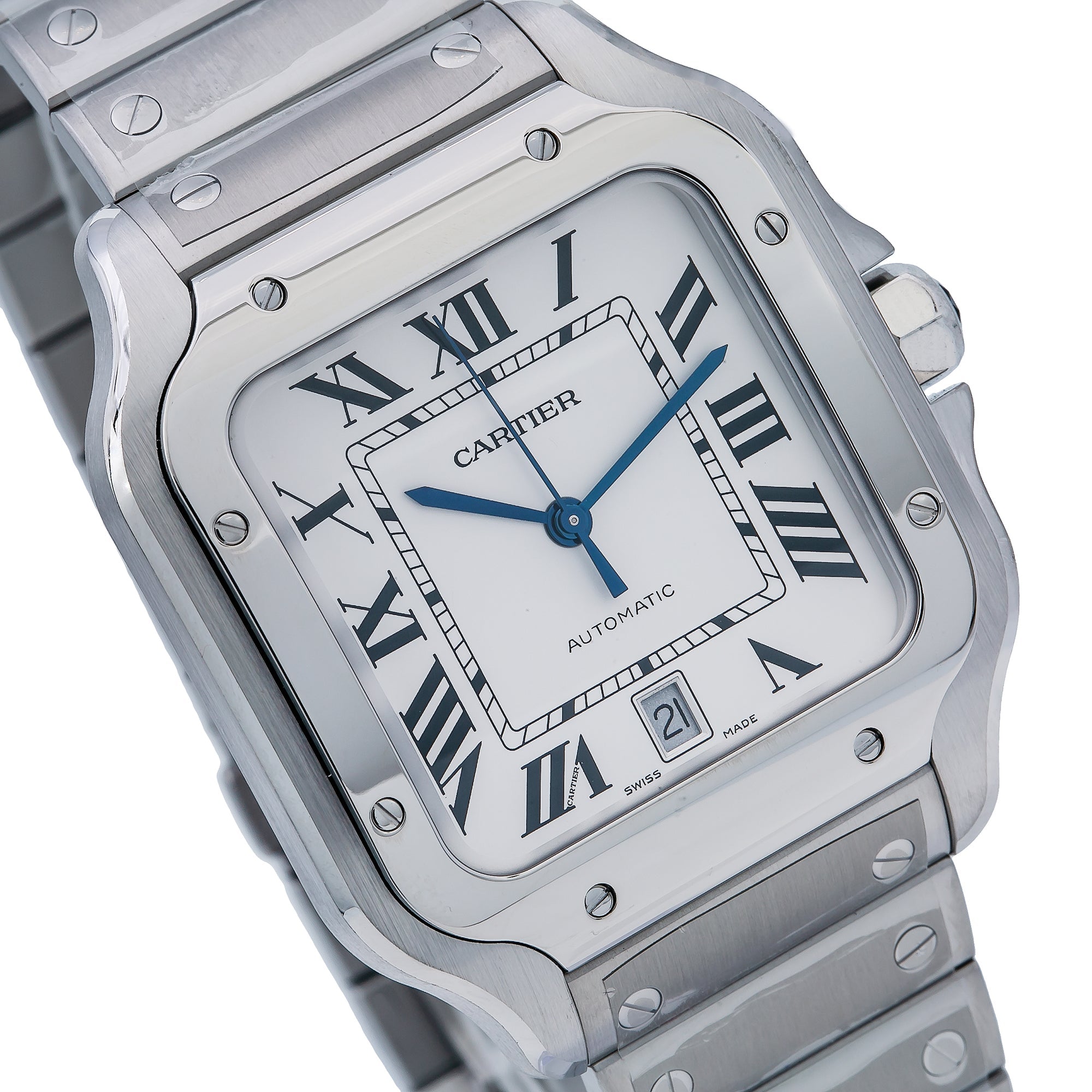 Cartier Santos WSSA0030 40mm White Dial With Stainless Steel Bracelet-Cartier-JD Watches NY
