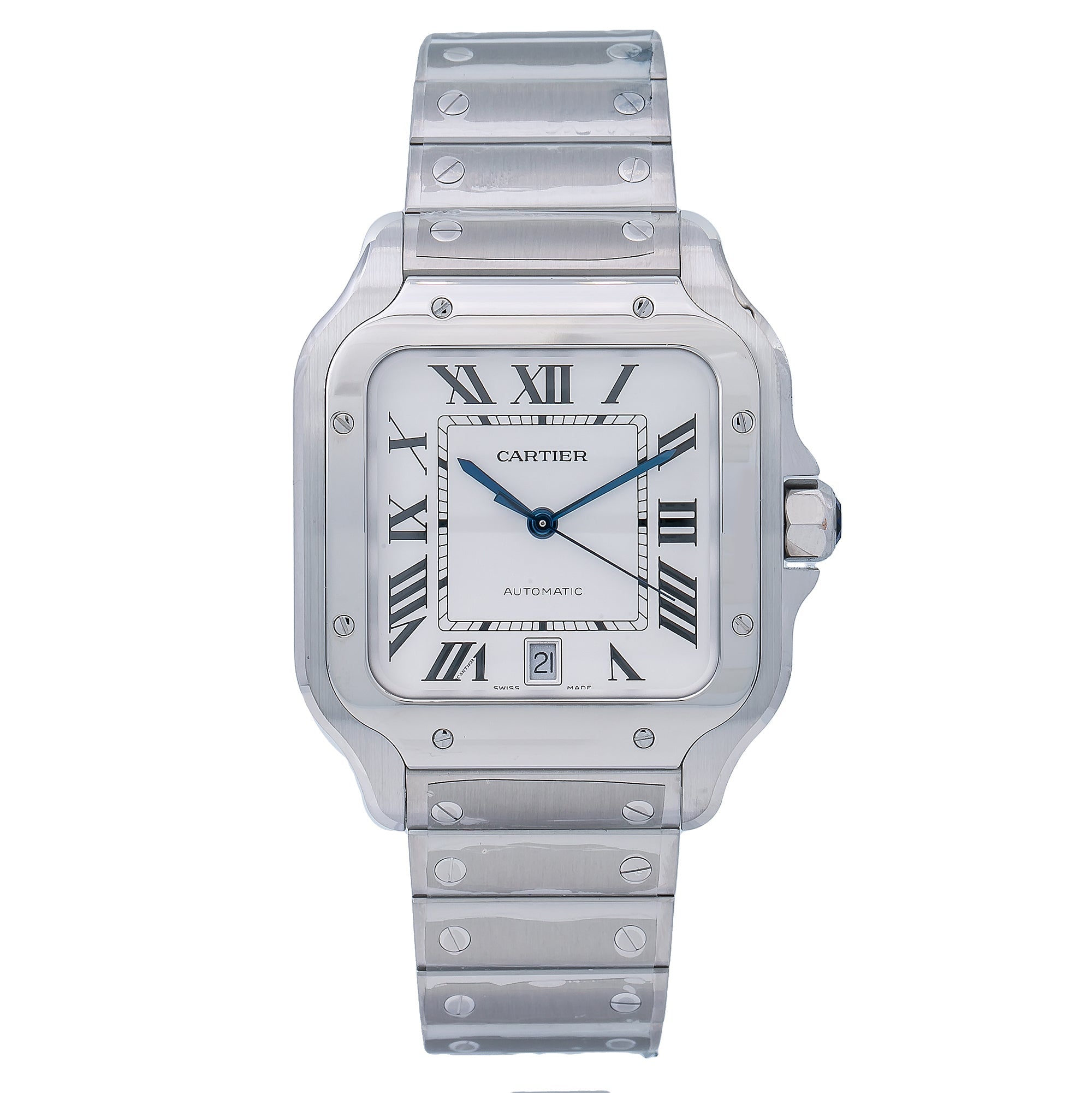 Cartier Santos WSSA0030 40mm White Dial With Stainless Steel Bracelet-Cartier-JD Watches NY