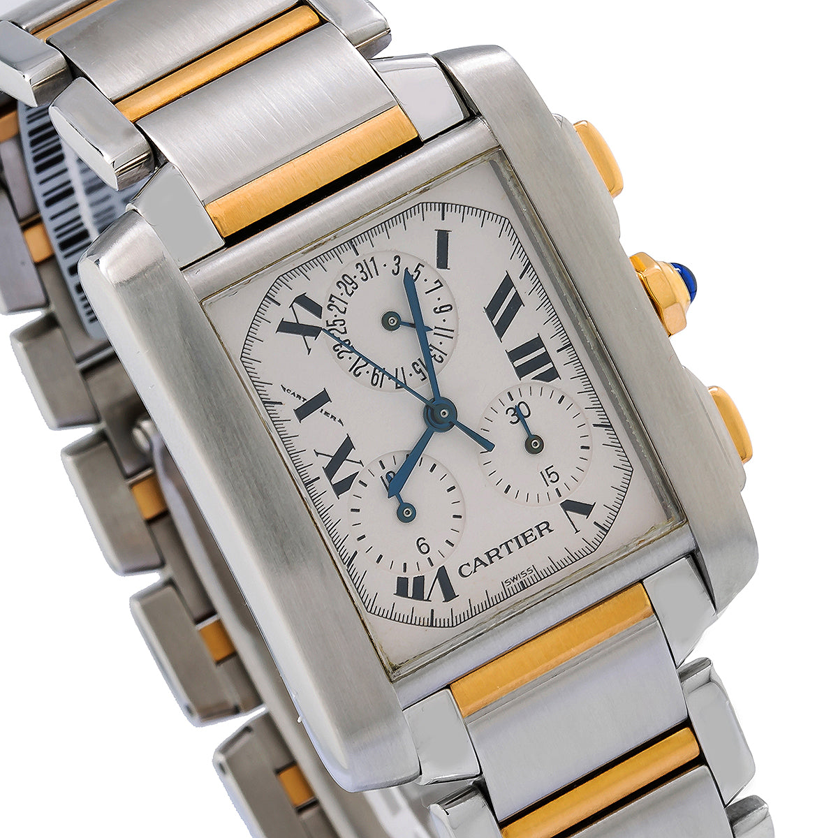 Cartier Tank Française Chronograph W51004Q4 28mm White Dial With Stainless Steel and Yellow Gold Bracelet-Cartier-JD Watches NY