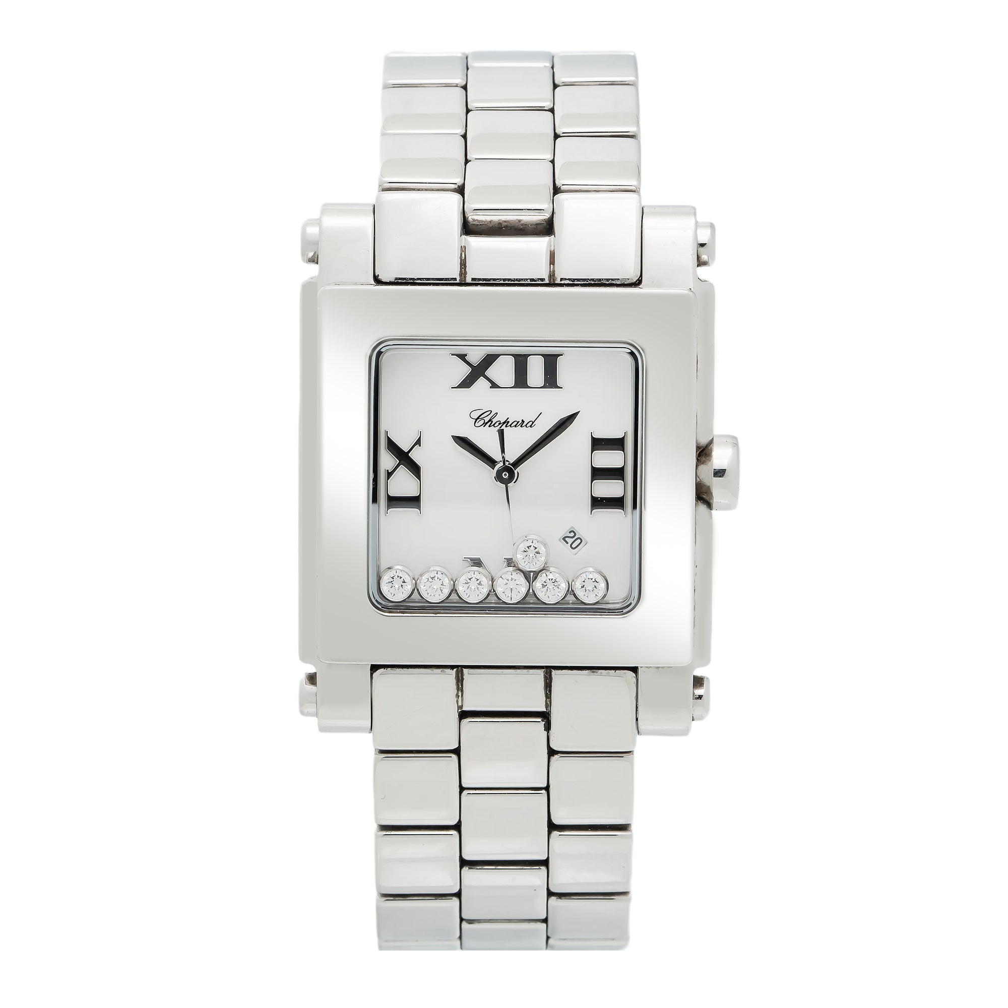 Chopard Happy Sport Square 278496-8495 37.5MM Quartz White Dial With SS Diamond-Chopard-JD Watches NY