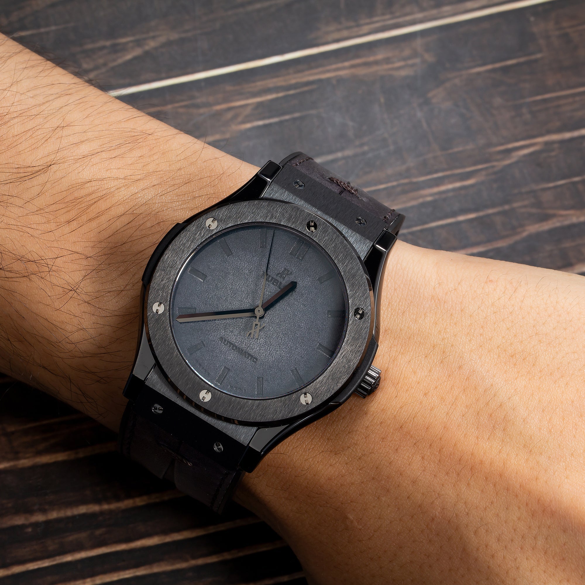 Hublot Classic Fusion 511.CM 45MM Black Dial With Leather Bracelet-Hublot-JD Watches NY