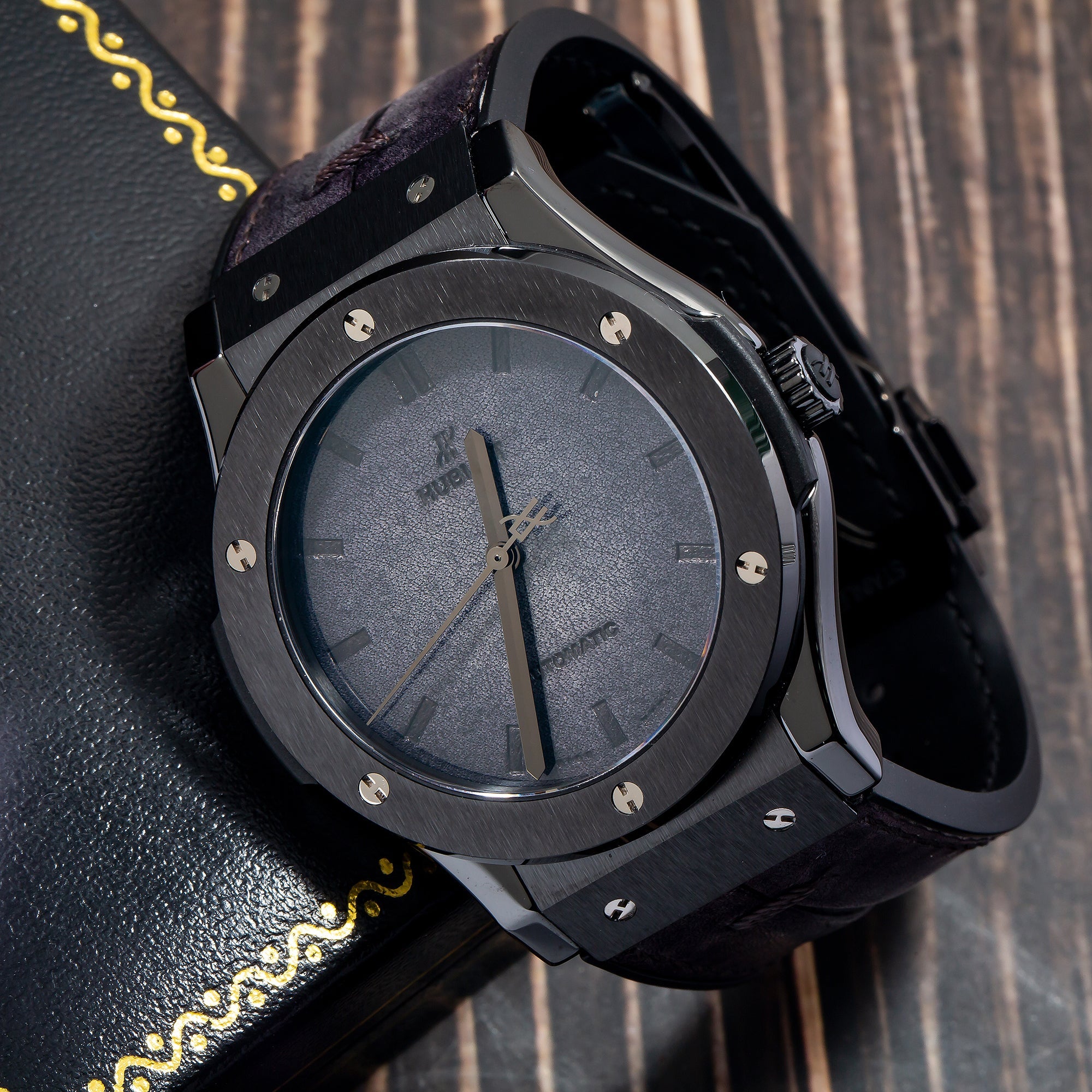 Hublot Classic Fusion 511.CM 45MM Black Dial With Leather Bracelet-Hublot-JD Watches NY