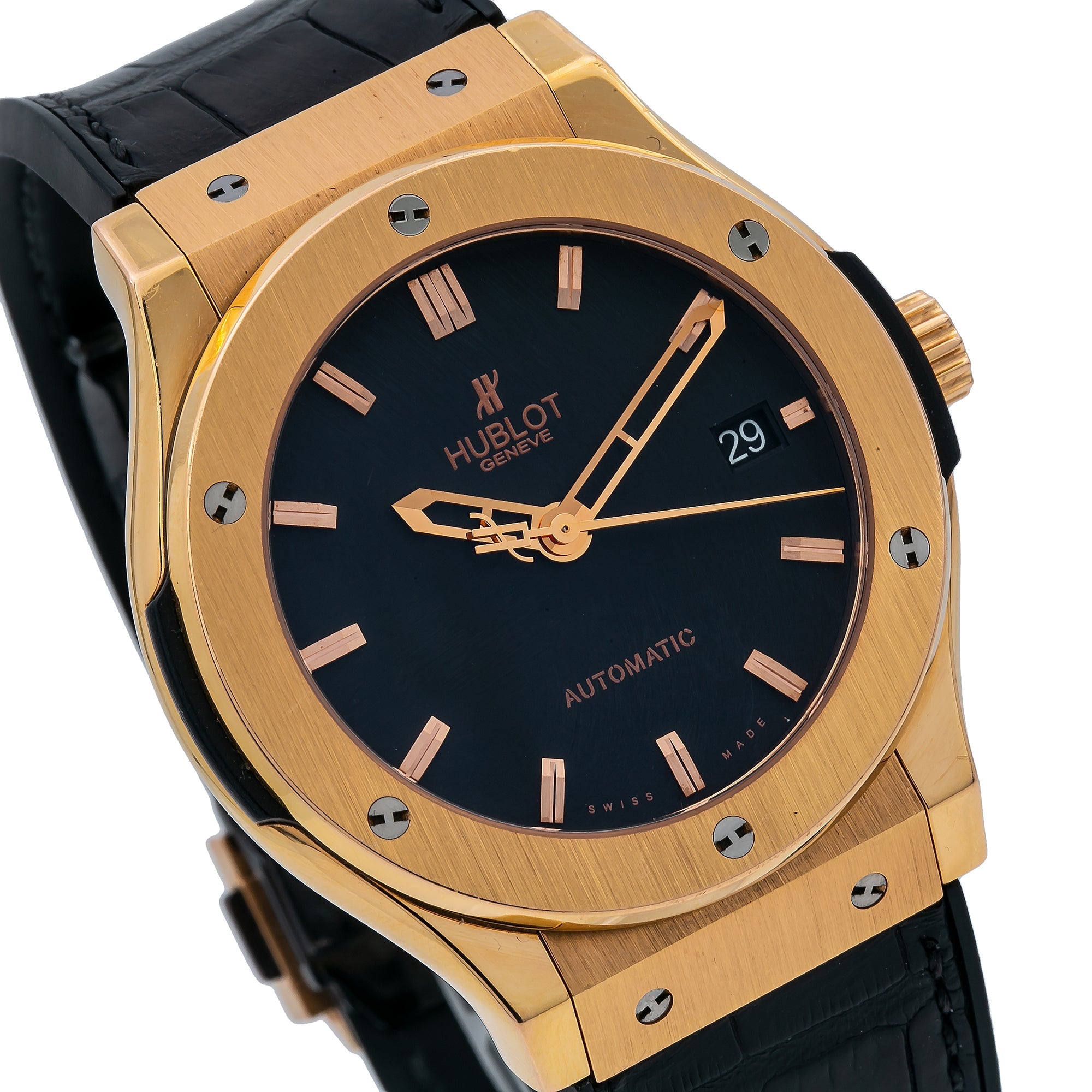 Hublot Classic Fusion 511.PX.1180.RX 45MM Black Dial With Leather Bracelet-Hublot-JD Watches NY