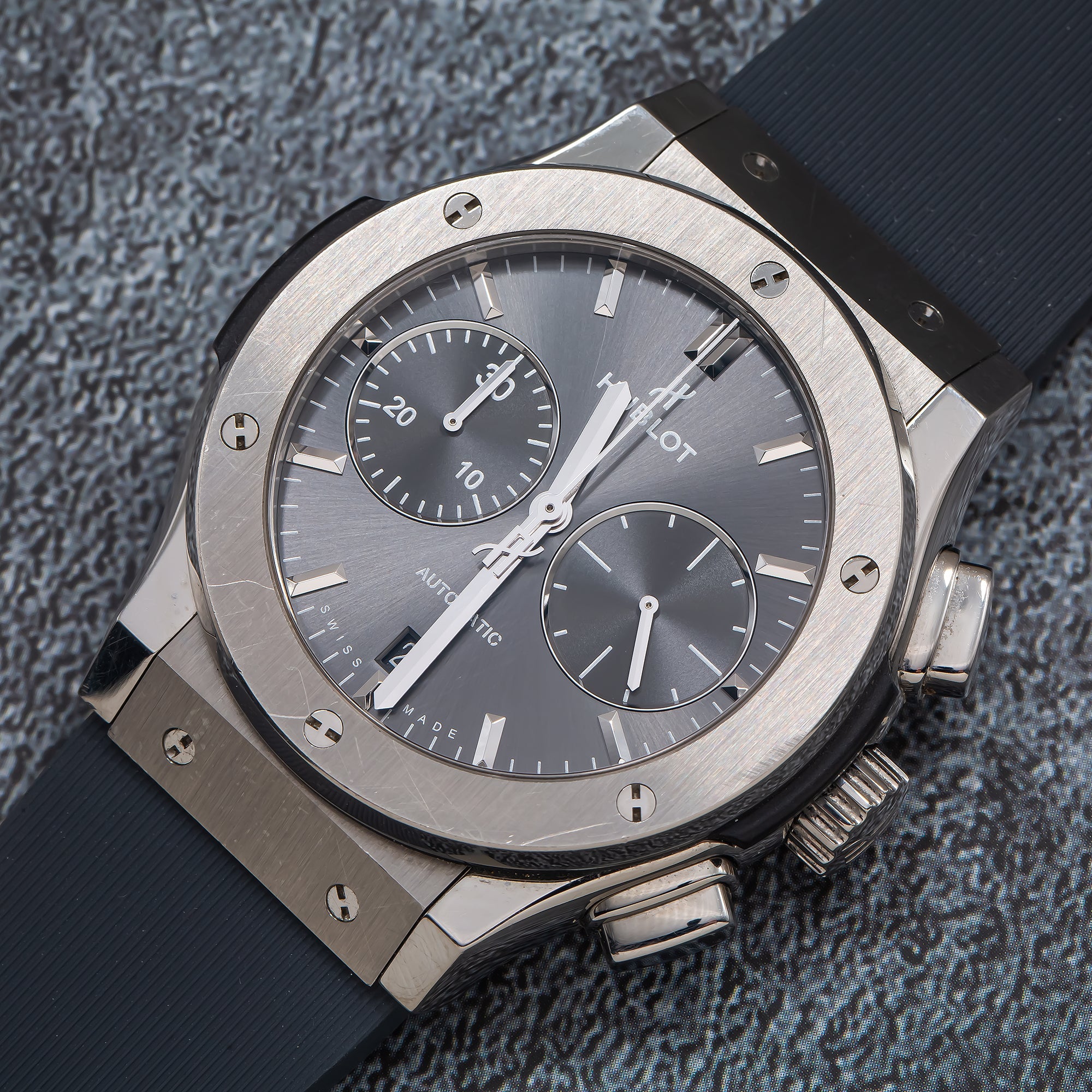 Hublot Classic Fusion 521.NX.7071.LR 45MM Silver Dial With Rubber Bracelet-Hublot-JD Watches NY