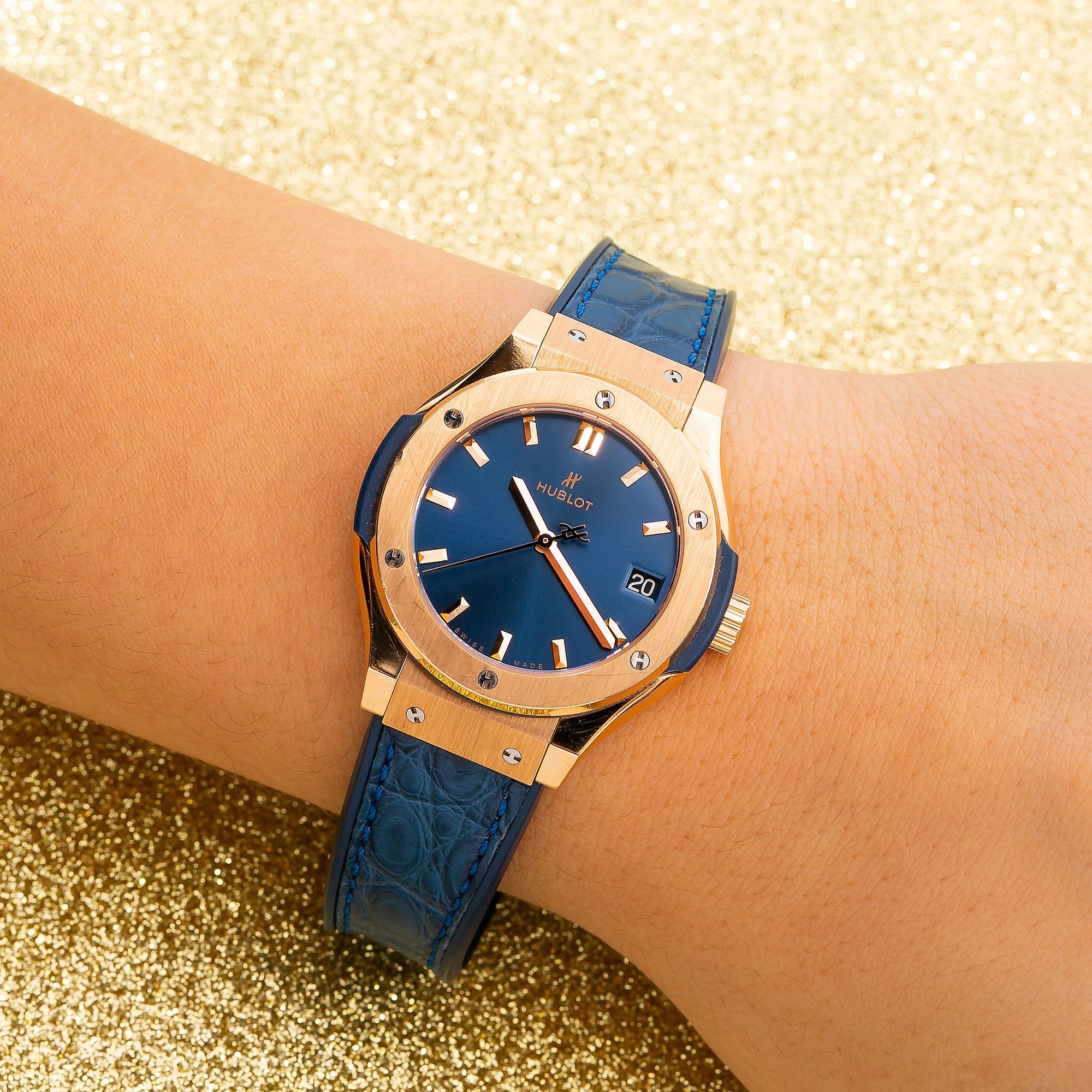 Hublot Classic Fusion 581.OX.7180.LR 33MM Blue Dial With Leather Bracelet-Hublot-JD Watches NY