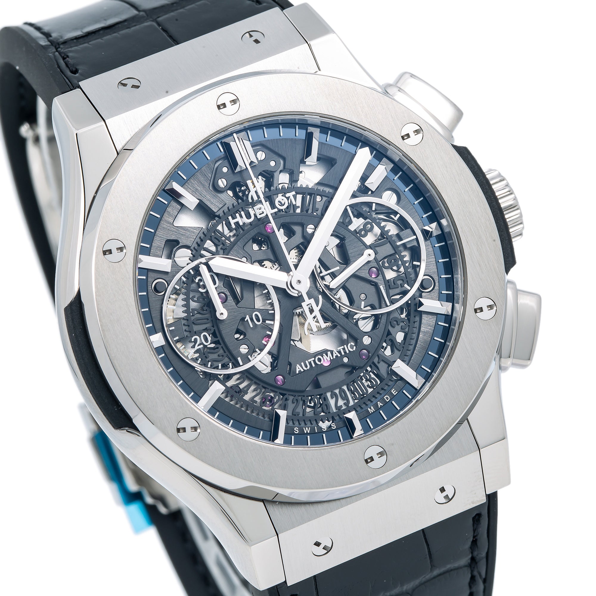 Hublot Classic Fusion Aerofusion 525.NX.0170.LR.12 45MM Black Dial With Leather Bracelet-Hublot-JD Watches NY