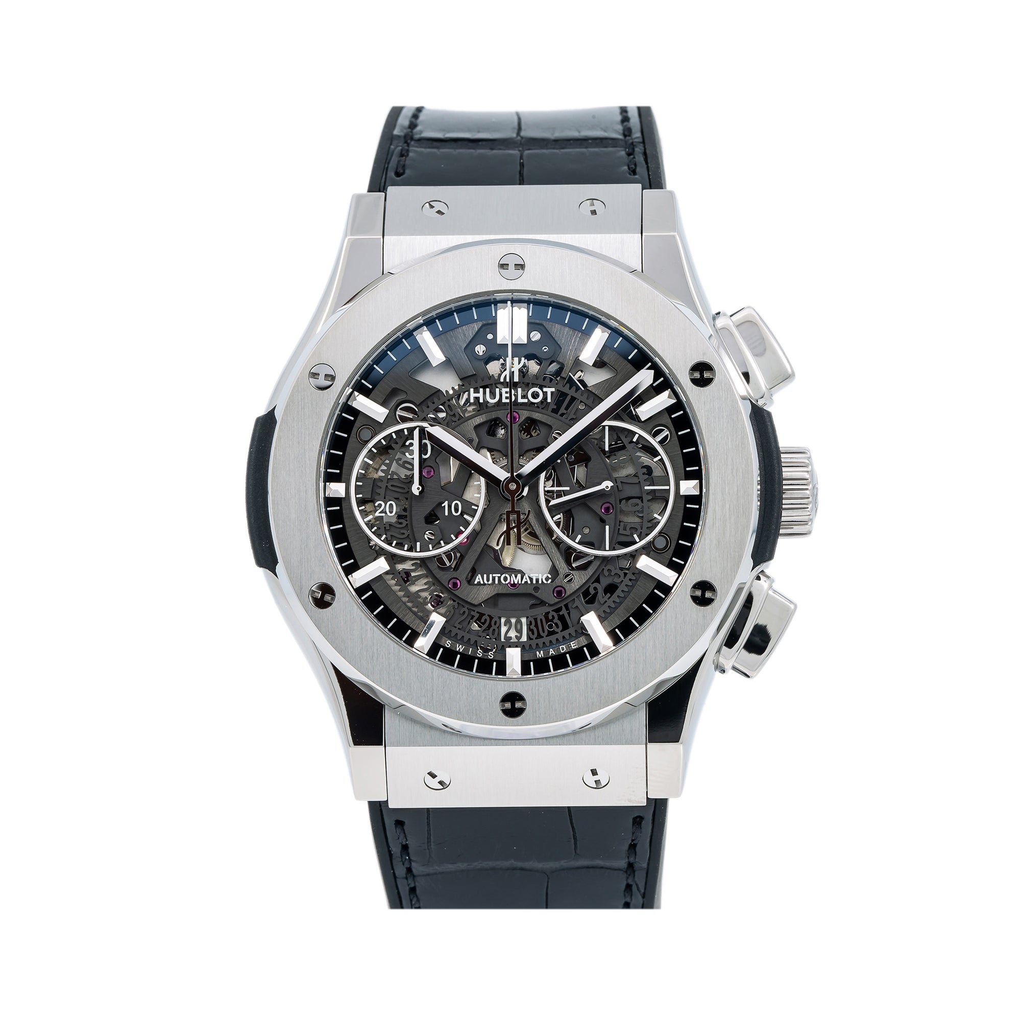 Hublot Classic Fusion Aerofusion 525.NX.0170.LR.12 45MM Black Dial With Leather Bracelet-Hublot-JD Watches NY