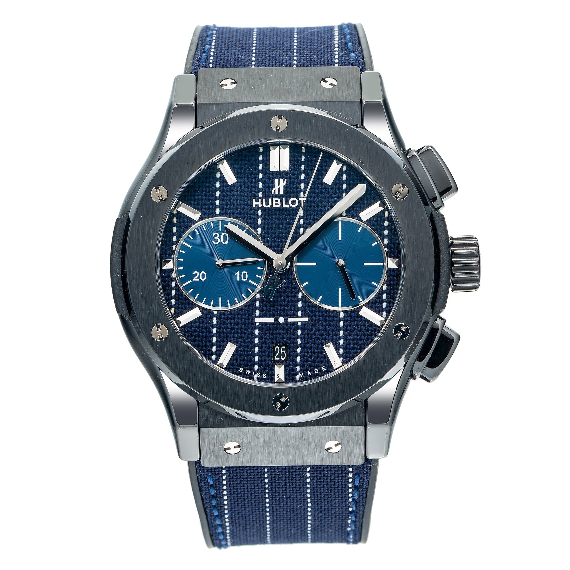 Hublot Classic Fusion Chronograph 521.CM.2707.NR.ITI18 45MM Blue Dial With Leather Bracelet-Hublot-JD Watches NY