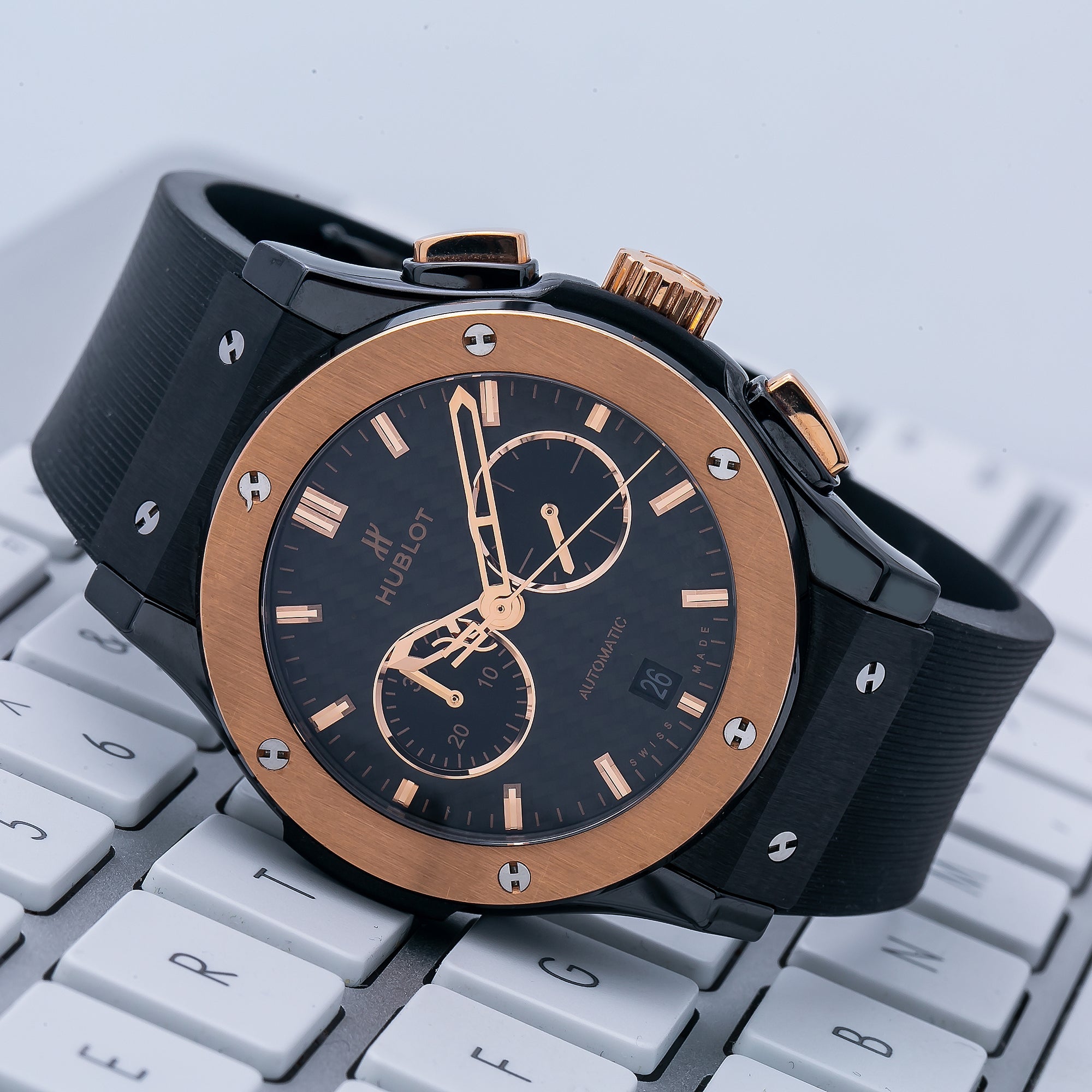 Hublot Classic Fusion Chronograph 521.CO.1781.RX 45MM Black Dial With Rubber Bracelet-Hublot-JD Watches NY