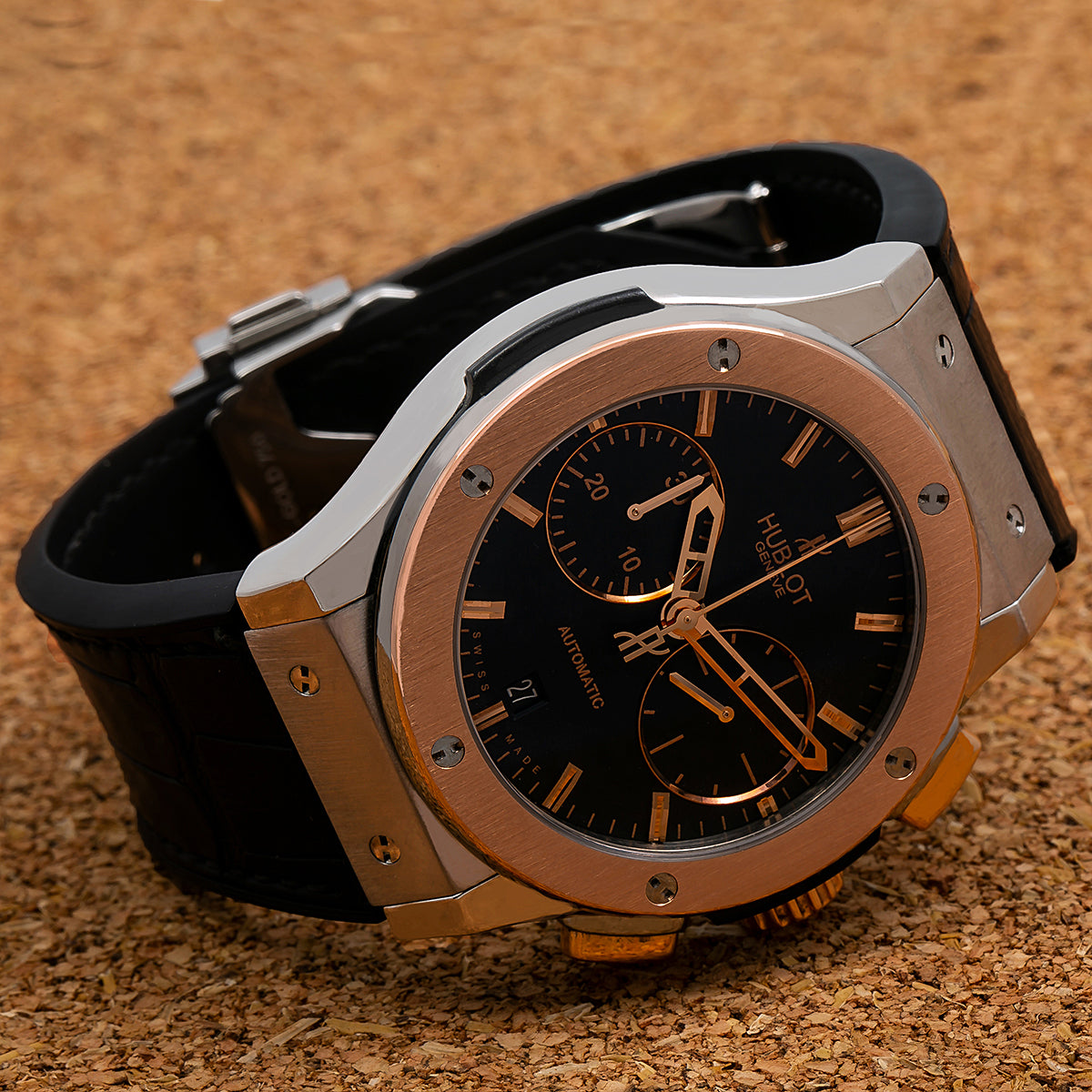 Hublot Classic Fusion Chronograph 521.NO.1181.LR 45MM Black Dial With Crocodile Skin Bracelet-Hublot-JD Watches NY