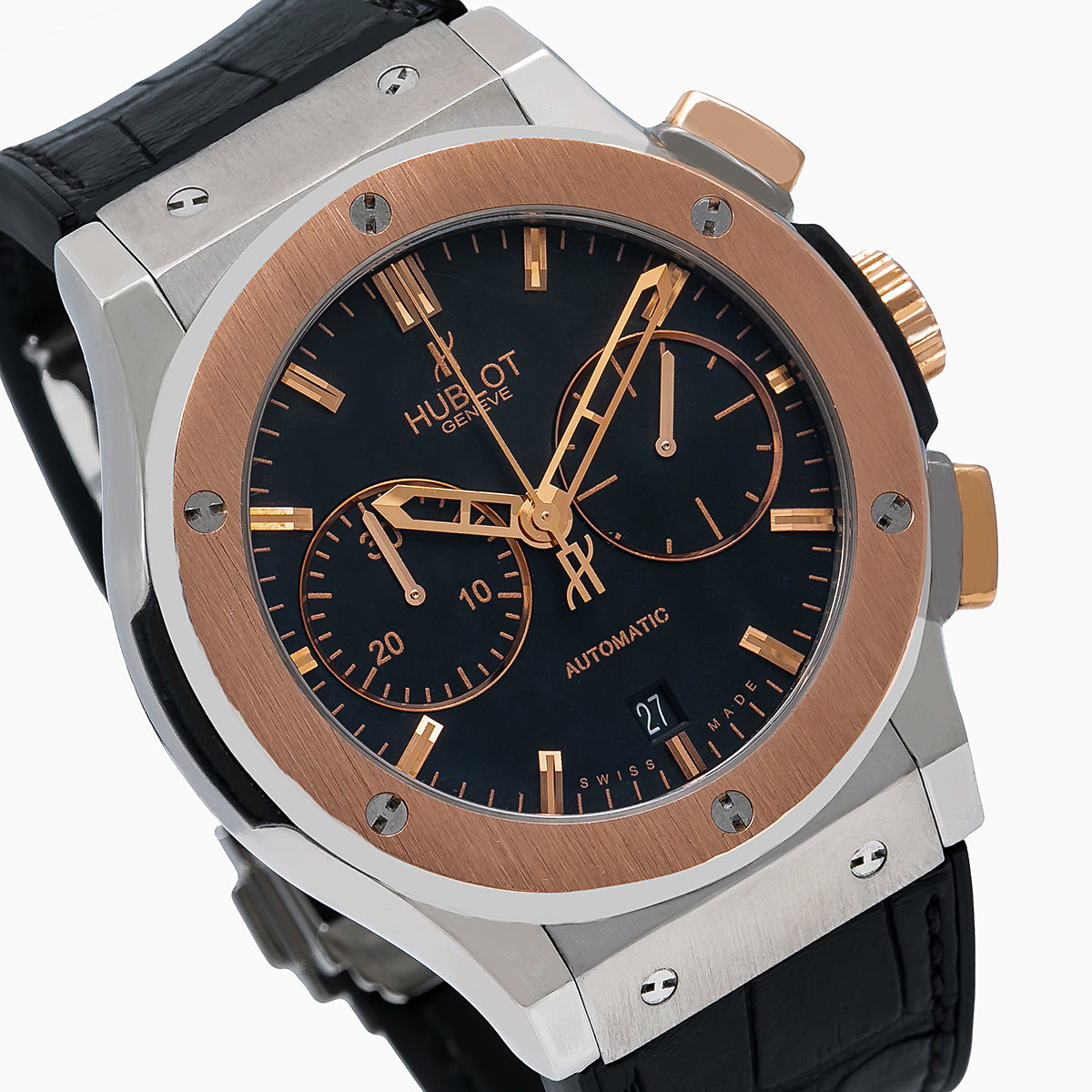 Hublot Classic Fusion Chronograph 521.NO.1181.LR 45MM Black Dial With Crocodile Skin Bracelet-Hublot-JD Watches NY