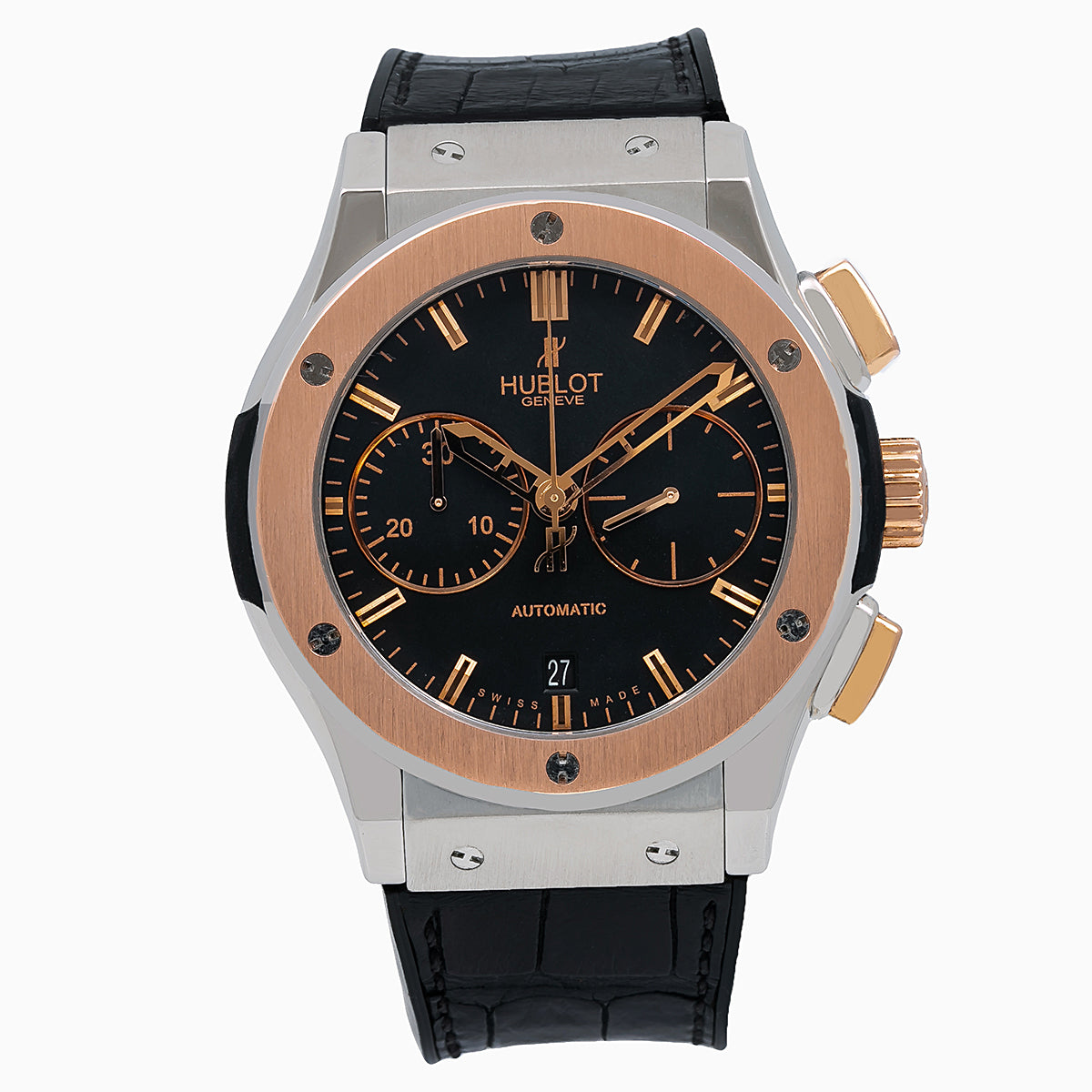 Hublot Classic Fusion Chronograph 521.NO.1181.LR 45MM Black Dial With Crocodile Skin Bracelet-Hublot-JD Watches NY