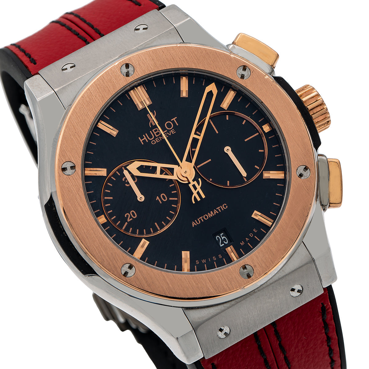 Hublot Classic Fusion Chronograph 521.NO.1181.LR 45MM Black Dial With Red Leather Bracelet-Hublot-JD Watches NY