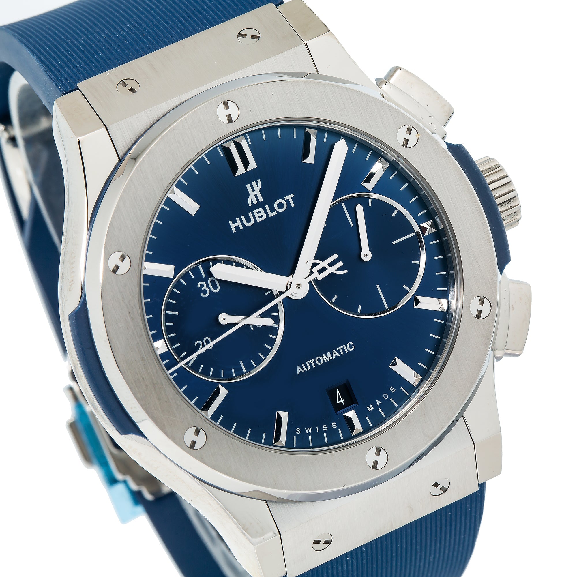 Hublot Classic Fusion Chronograph 521.NX.1171.RX Blue Dial With Rubber Bracelet-Hublot-JD Watches NY
