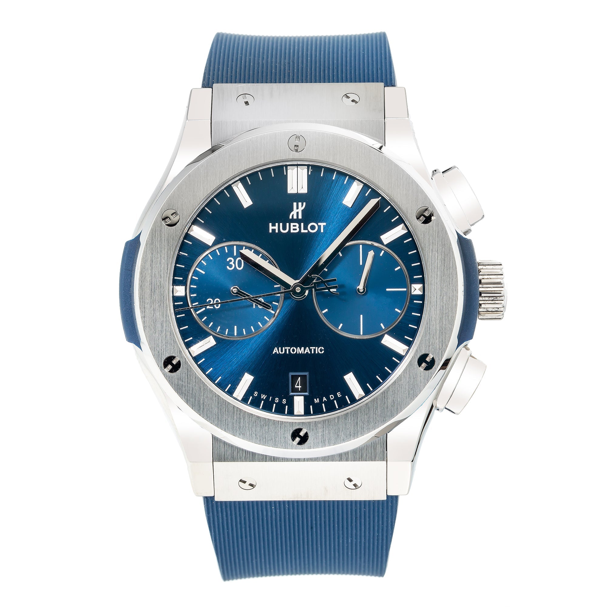 Hublot Classic Fusion Chronograph 521.NX.1171.RX Blue Dial With Rubber Bracelet-Hublot-JD Watches NY