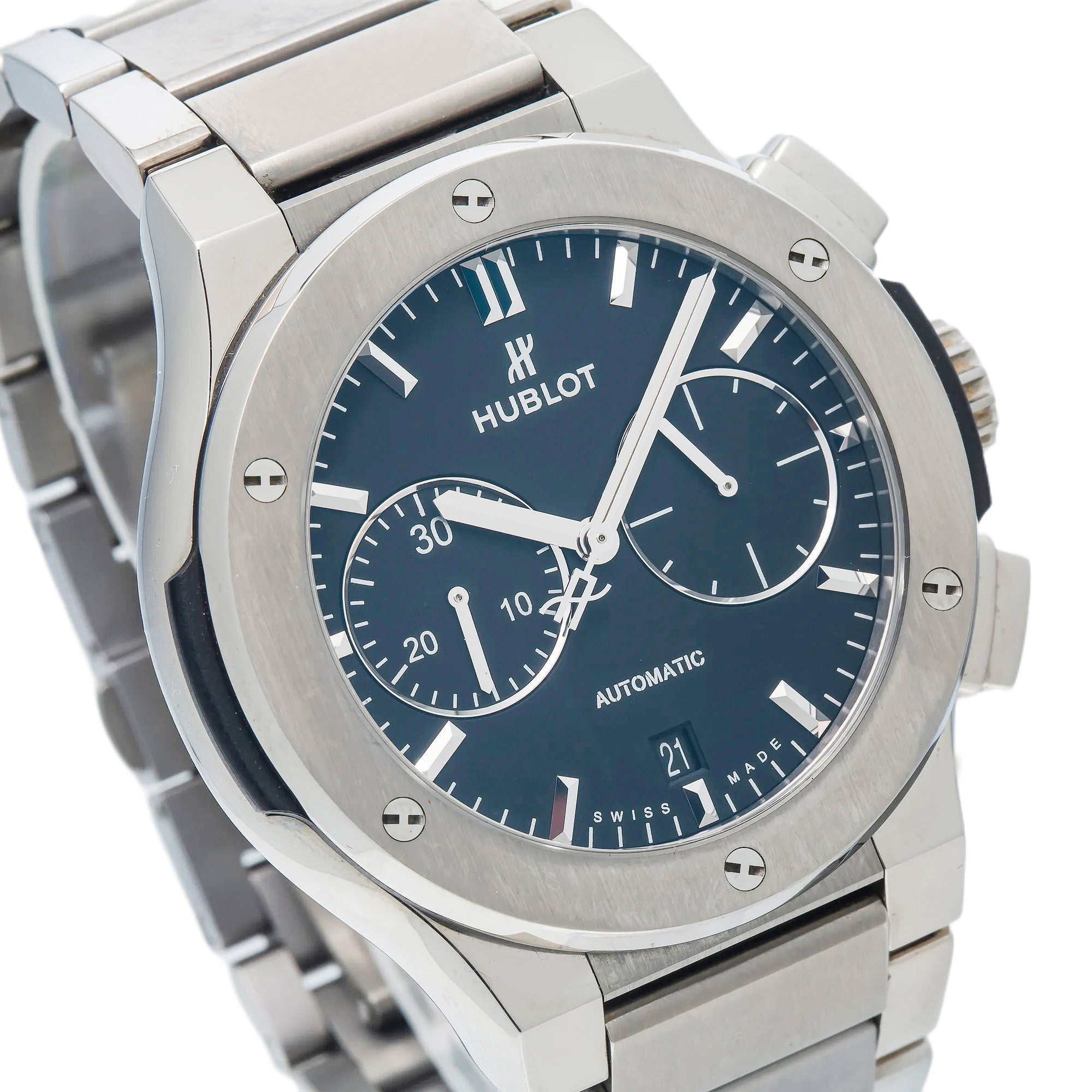 Hublot Classic Fusion Chronograph 528.NX.1170.NX 45MM Black Dial With Titanium Bracelet-Hublot-JD Watches NY