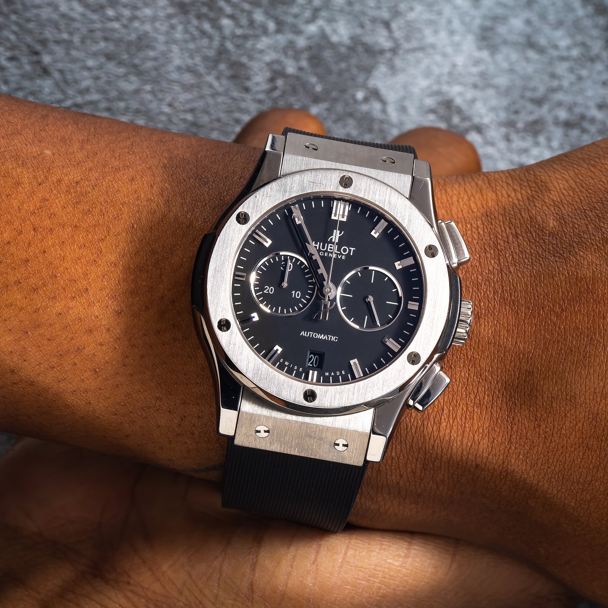 Hublot Classic Fusion Chronograph 541.NX.1170.LR 42MM Black Dial With Rubber Bracelet-Hublot-JD Watches NY