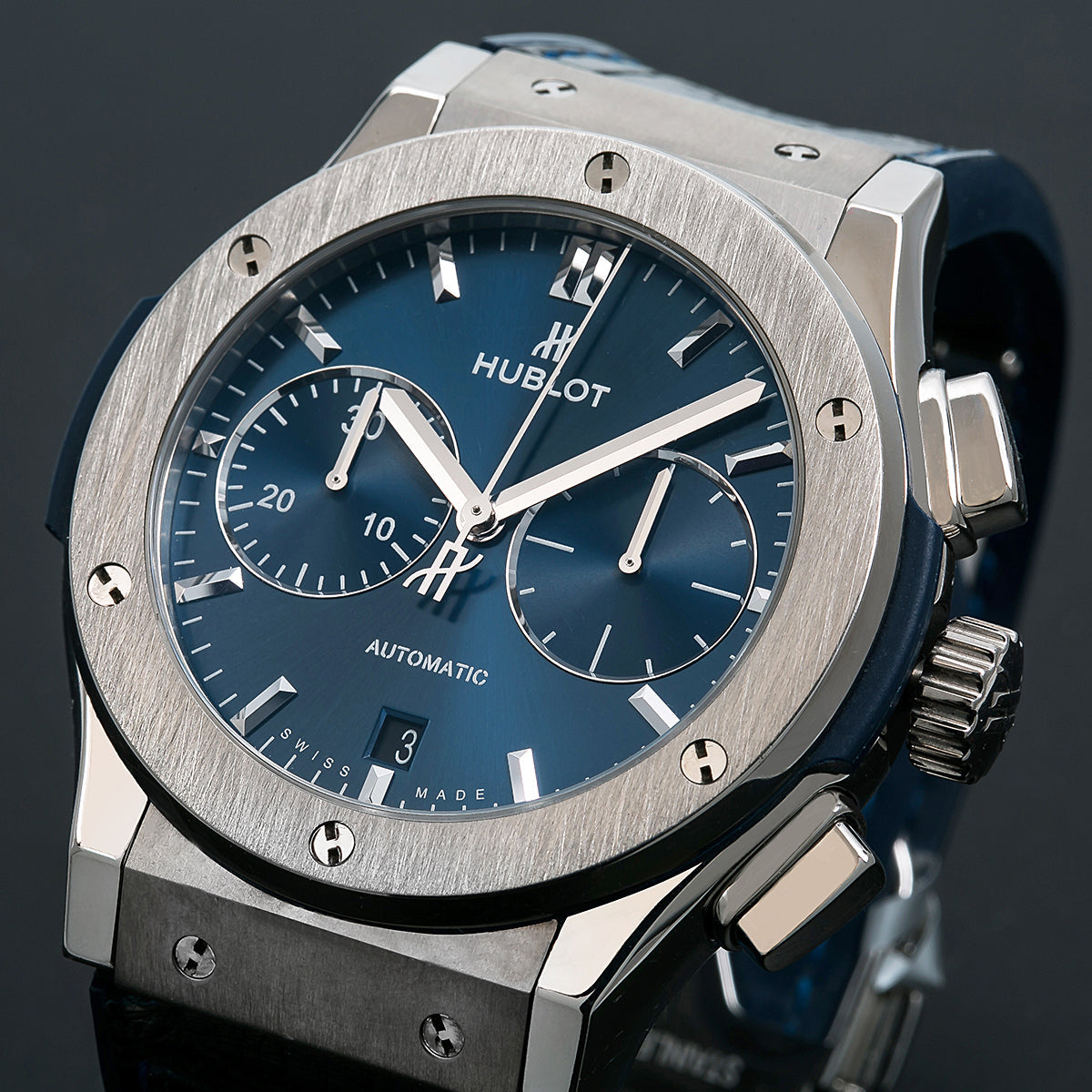 Hublot Classic Fusion Chronograph 541.NX.7170.LR 42MM Blue Dial With Leather Bracelet-Hublot-JD Watches NY