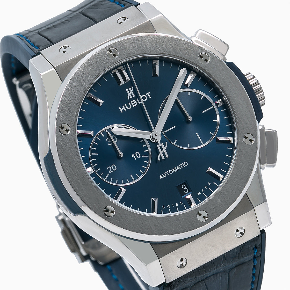 Hublot Classic Fusion Chronograph 541.NX.7170.LR 42MM Blue Dial With Leather Bracelet-Hublot-JD Watches NY