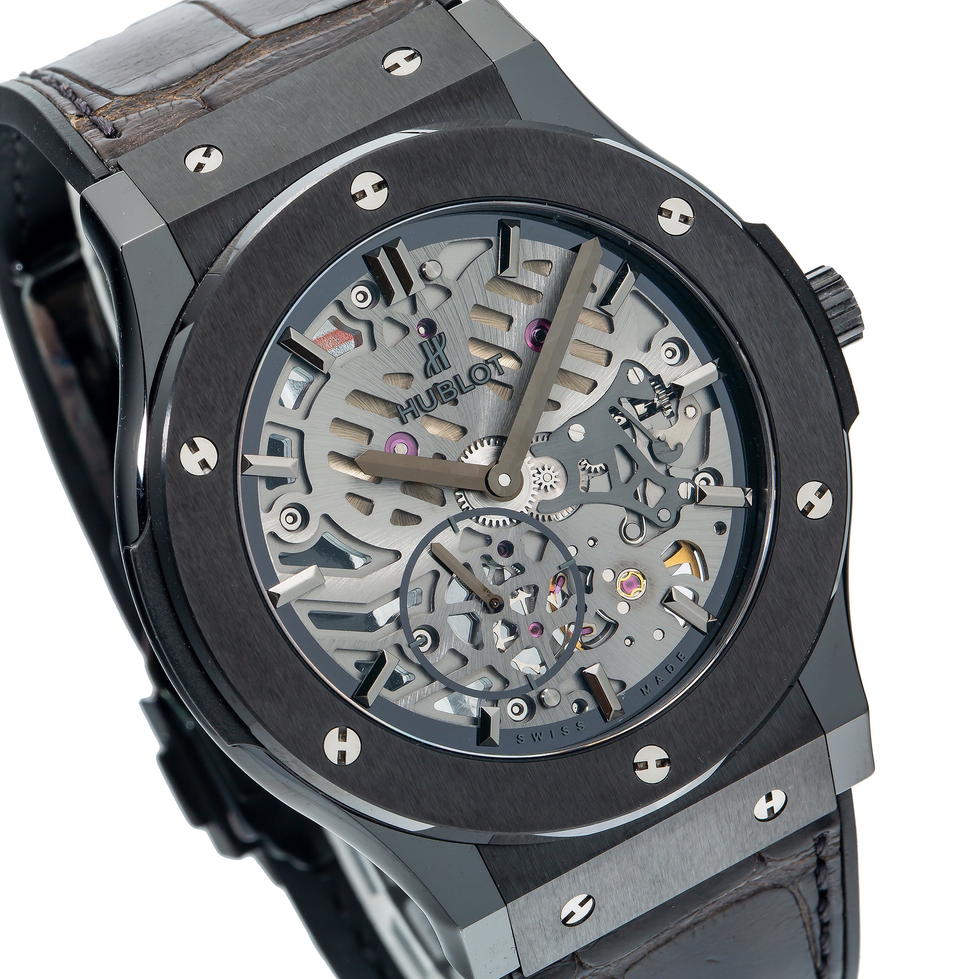 Hublot Classic Fusion Ultra-Thin 515.NX.0170.LR 45MM Transparent Dial With Leather Bracelet-Hublot-JD Watches NY