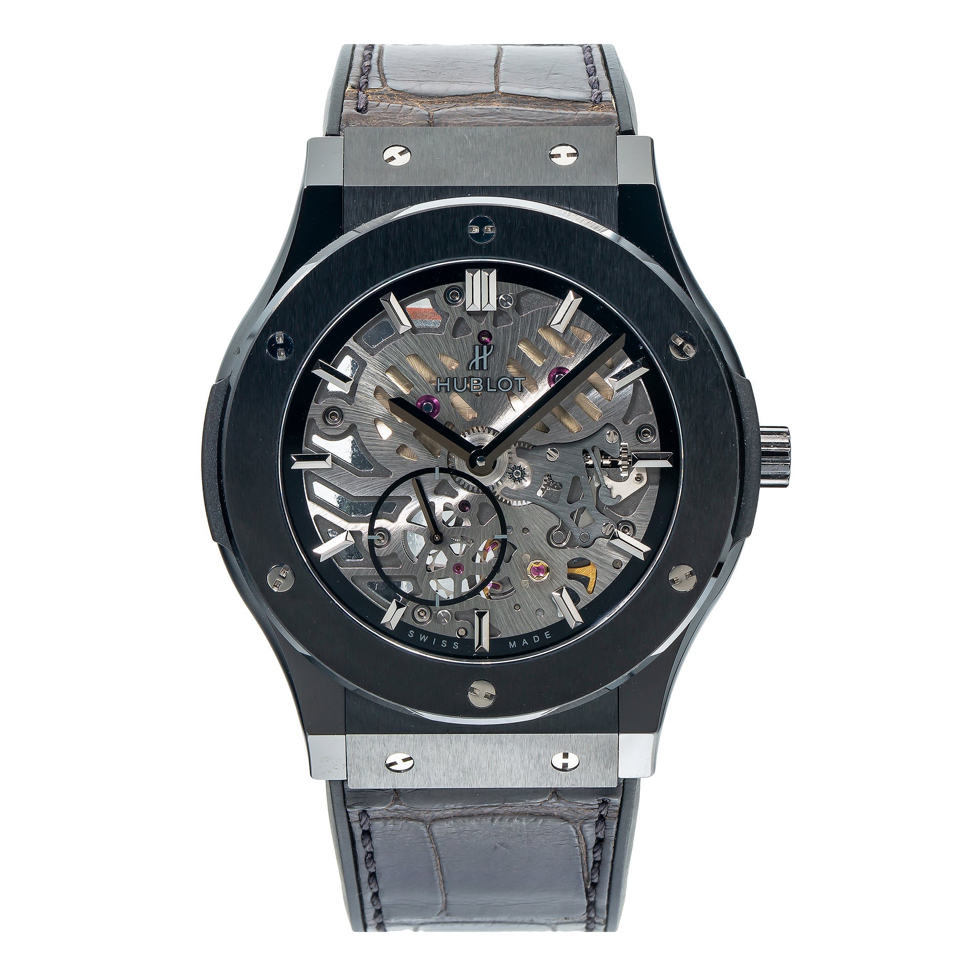 Hublot Classic Fusion Ultra-Thin 515.NX.0170.LR 45MM Transparent Dial With Leather Bracelet-Hublot-JD Watches NY
