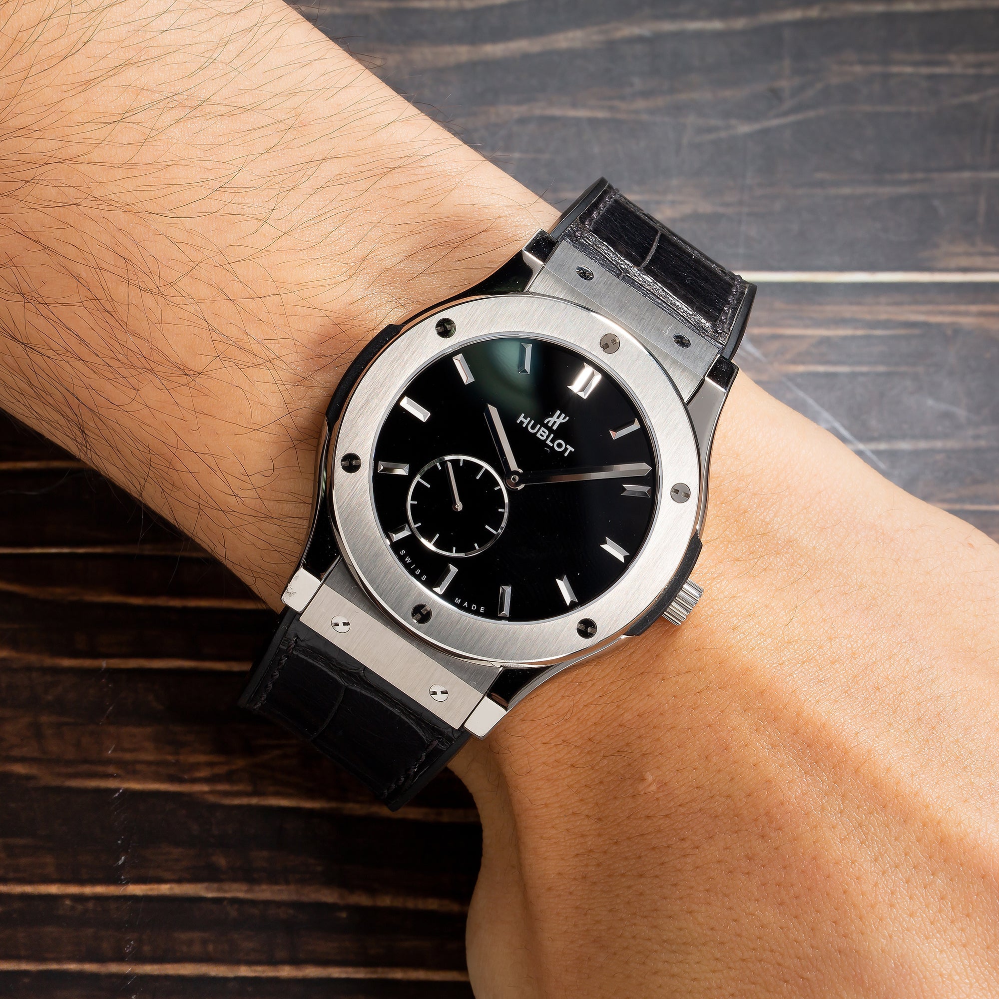 Hublot Classic Fusion Ultra-Thin 515.NX.1270.LR 45MM Black Dial With Leather Bracelet-Hublot-JD Watches NY