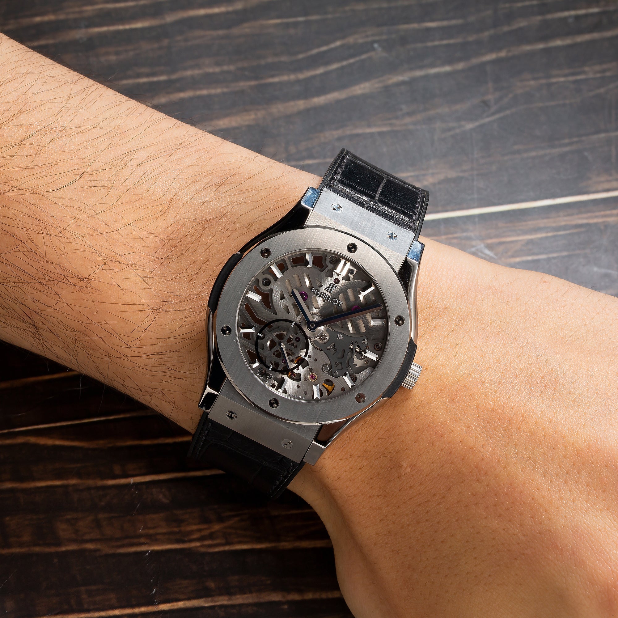Hublot Classic Fusion Ultra-Thin 545.NX.0170.LR 42MM Transparent Dial With Leather Bracelet-Hublot-JD Watches NY