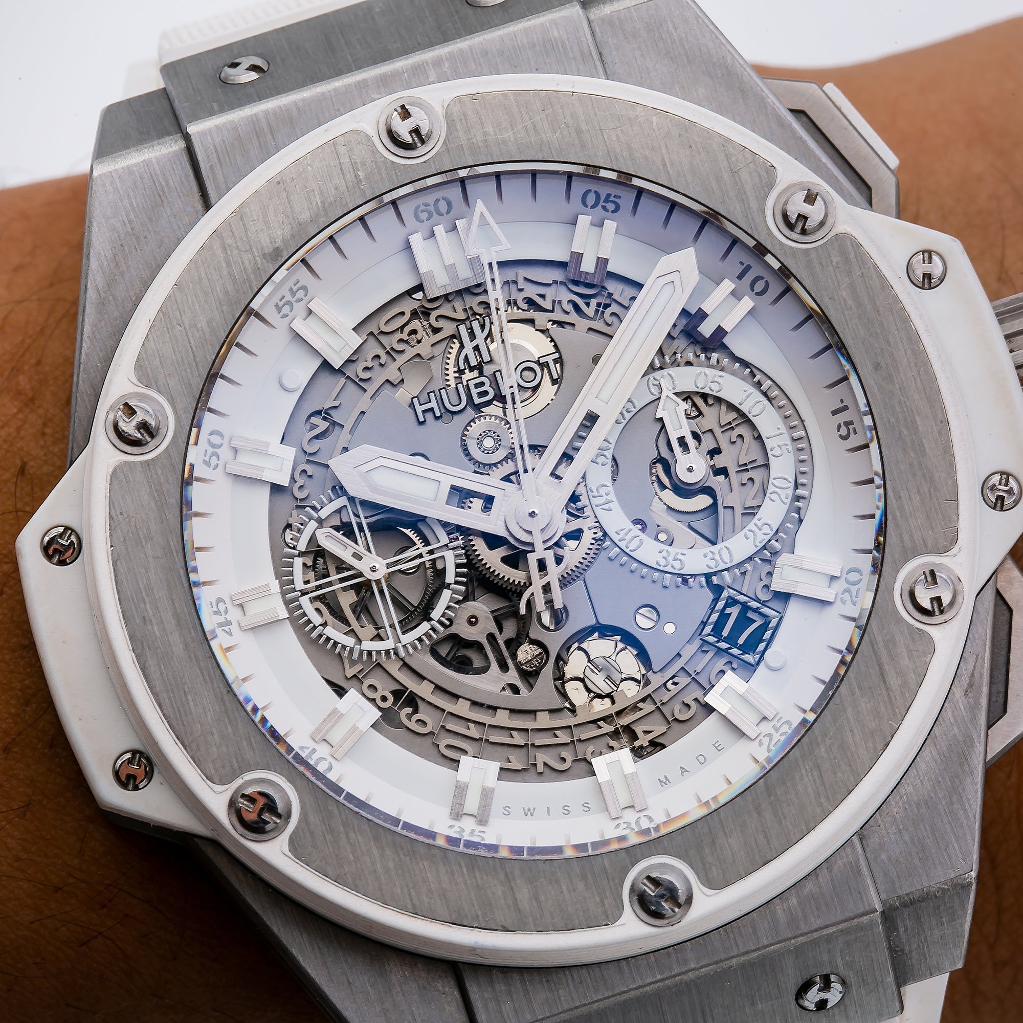 Hublot King Power 701.NE.0127 48MM Transparent Dial With Rubber Bracelet-Hublot-JD Watches NY