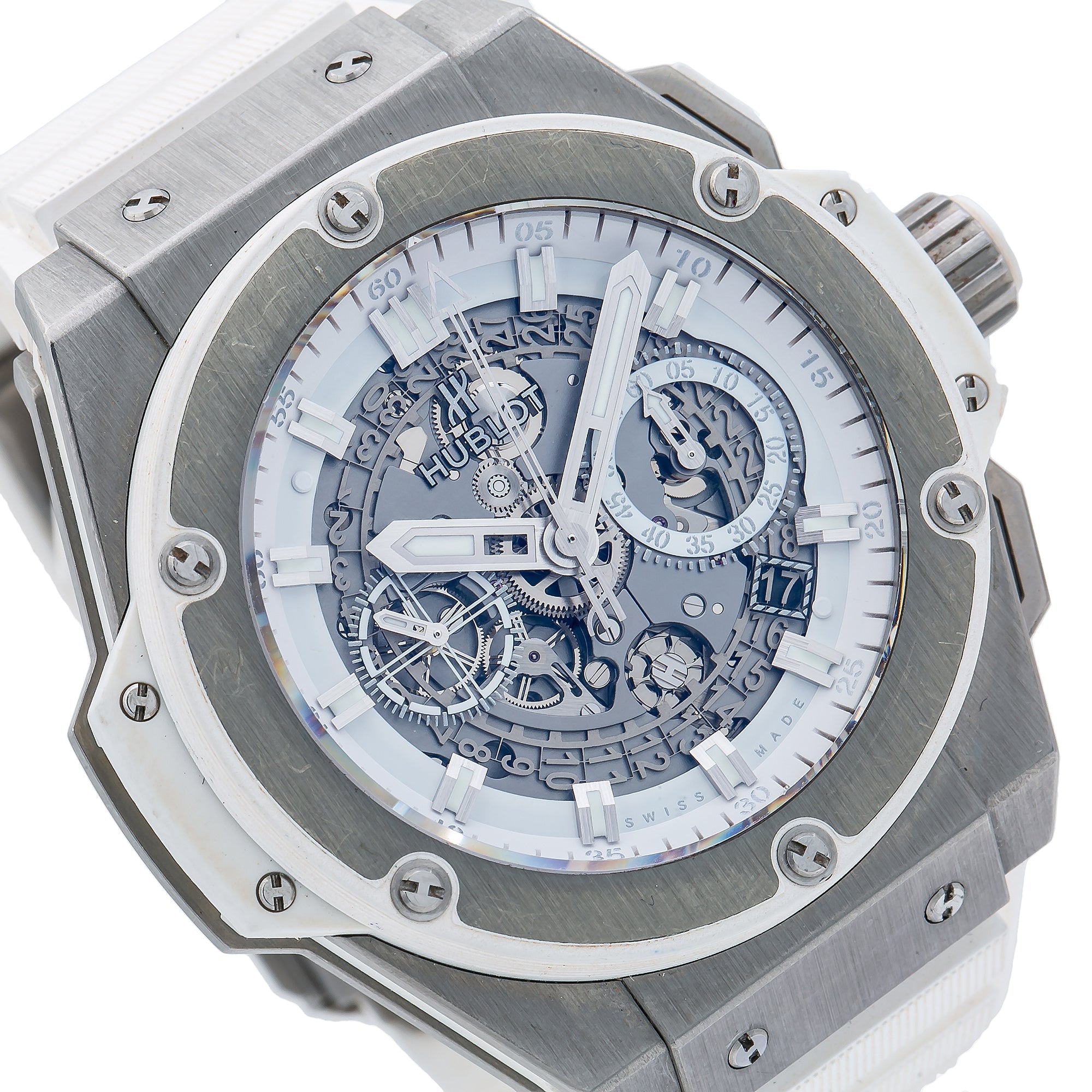 Hublot King Power 701.NE.0127 48MM Transparent Dial With Rubber Bracelet-Hublot-JD Watches NY