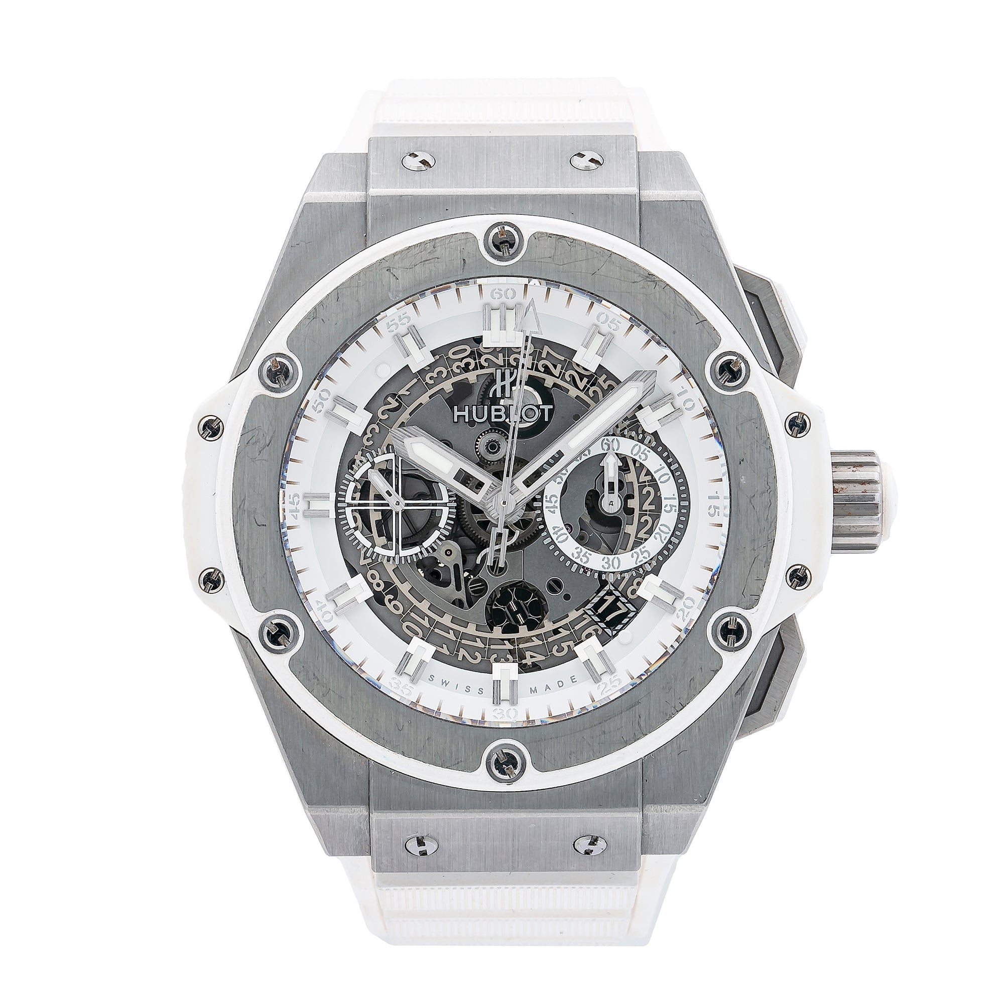 Hublot King Power 701.NE.0127 48MM Transparent Dial With Rubber Bracelet-Hublot-JD Watches NY