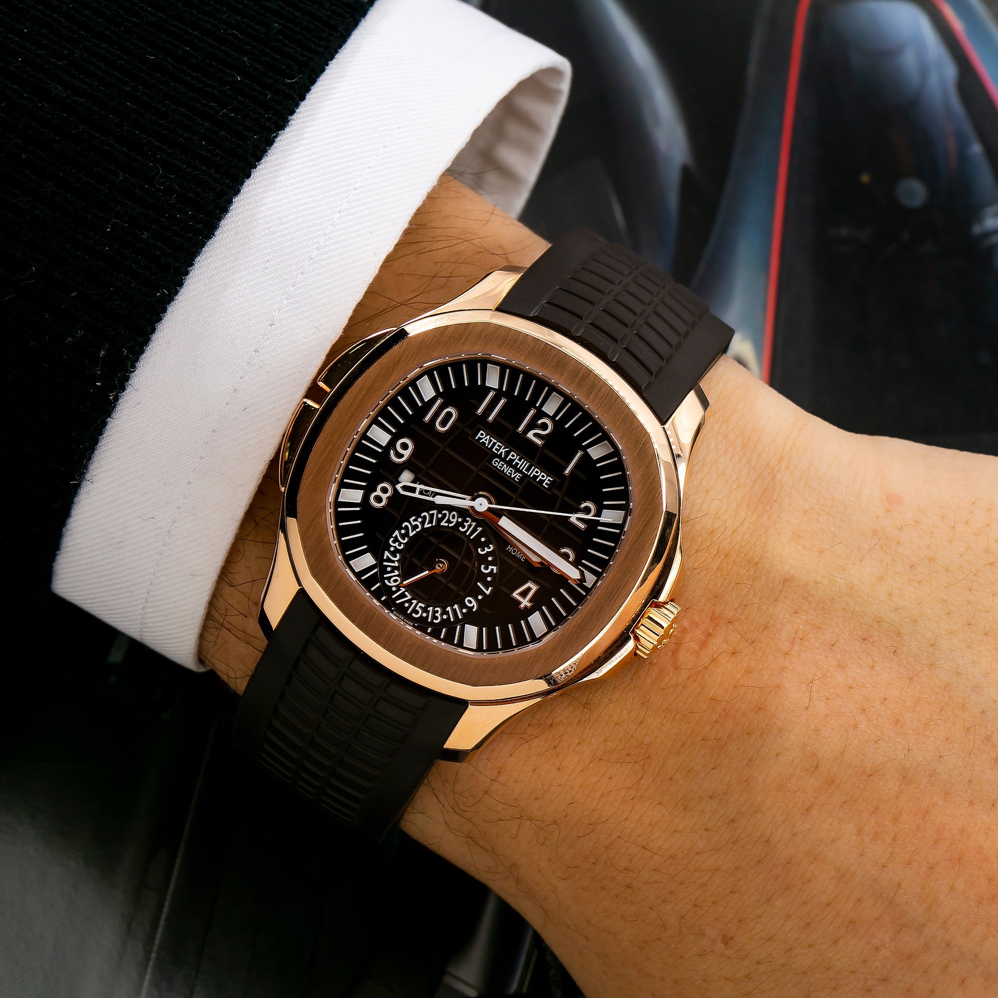 Patek Philippe Aquanaut 5164R Travel Time Rose Gold Mens Watch-Patek Philippe-JD Watches NY
