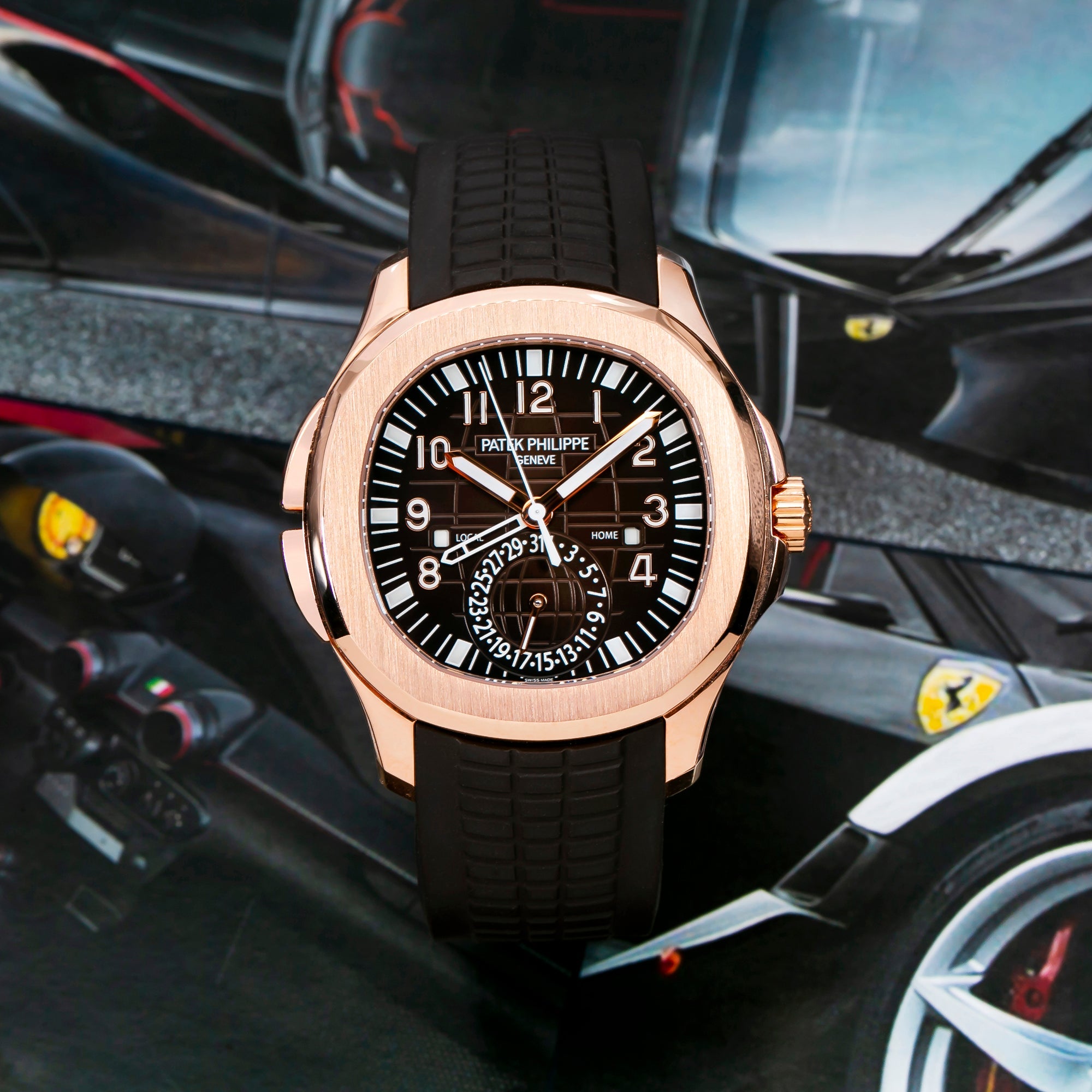 Patek Philippe Aquanaut 5164R Travel Time Rose Gold Mens Watch-Patek Philippe-JD Watches NY