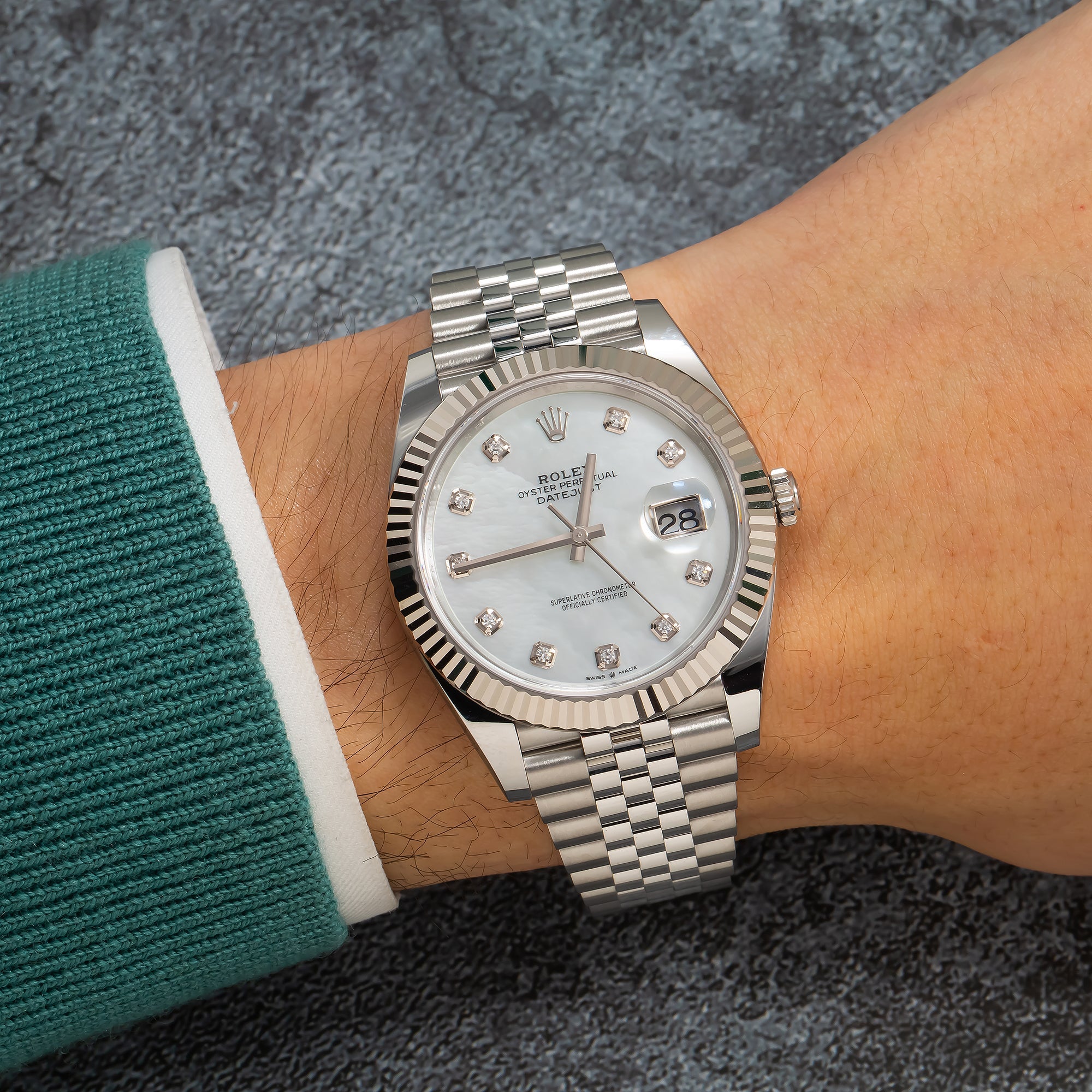 Rolex Datejust 126334 41mm White Mother Of Pearl Diamond Dial Jubilee-Rolex-JD Watches NY