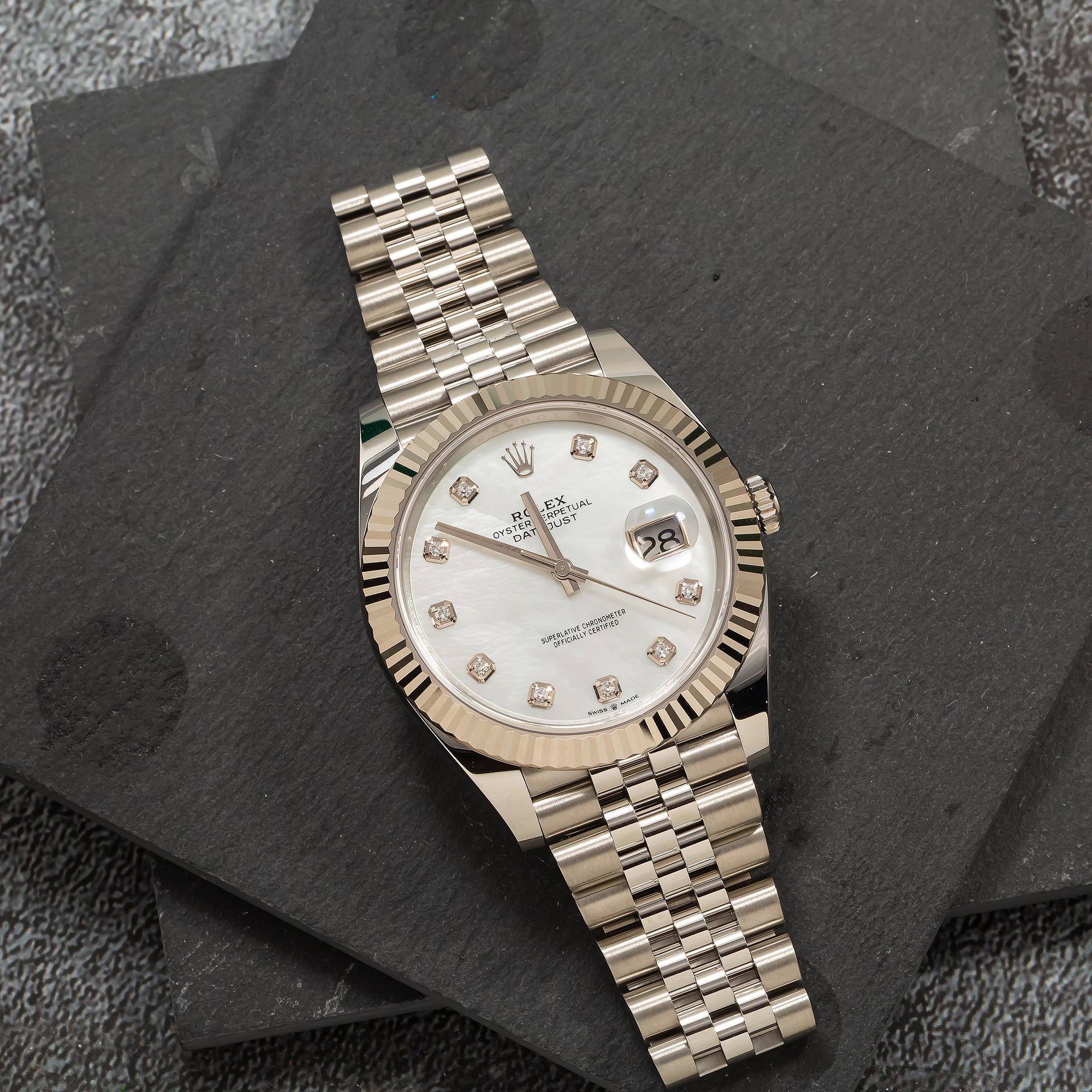 Rolex Datejust 126334 41mm White Mother Of Pearl Diamond Dial Jubilee-Rolex-JD Watches NY