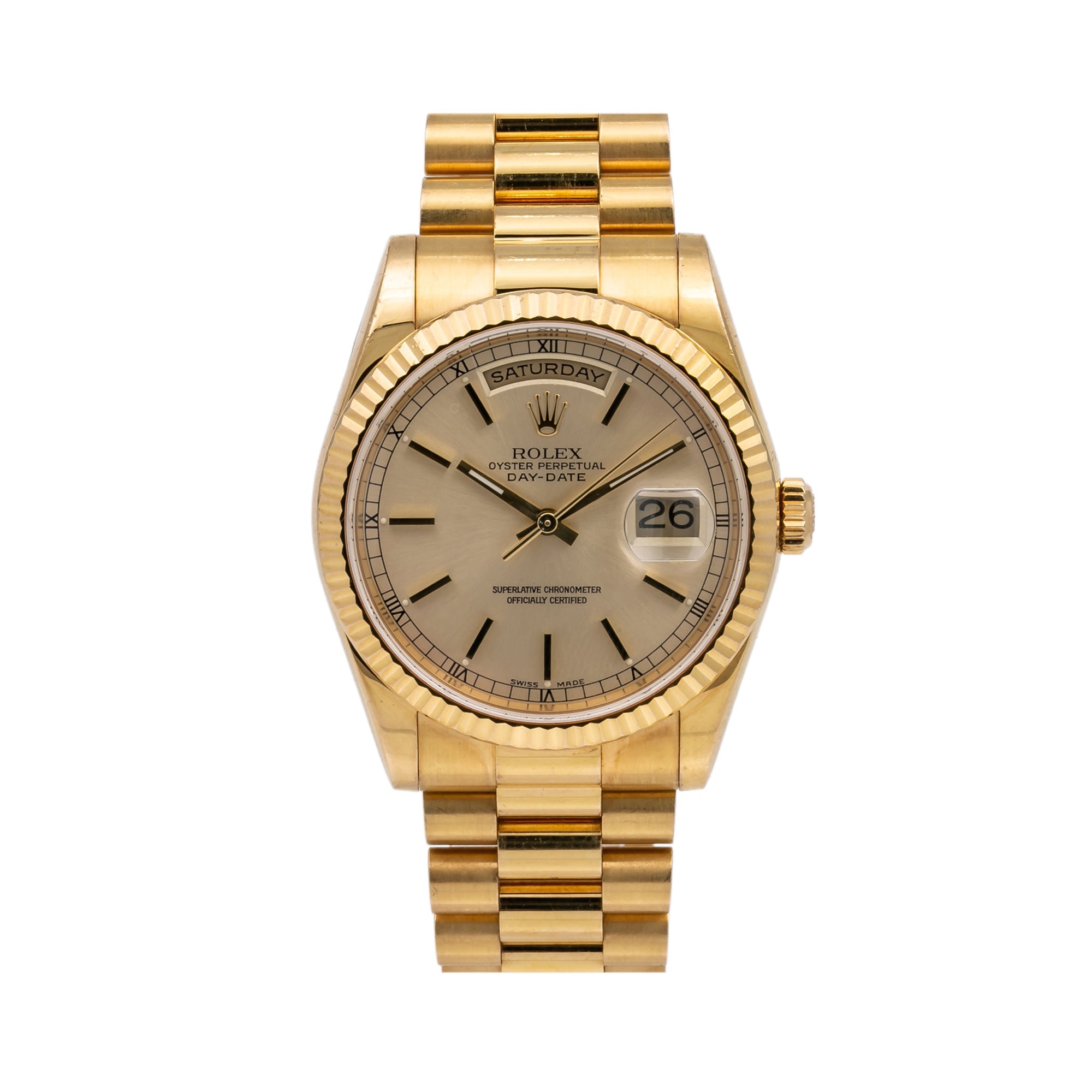 Rolex Day-Date 118238 36MM Champagne Dial With Yellow Gold President Bracelet-Rolex-JD Watches NY