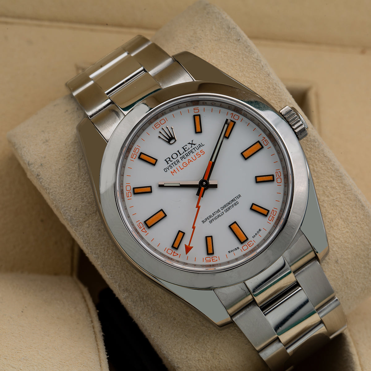 Rolex Milgauss 116400 40MM White Dial With Stainless Steel Oyster Bracelet-Rolex-JD Watches NY