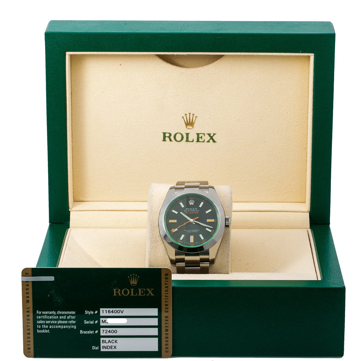 Rolex Milgauss 116400V 40MM Black Dial With Stainless Steel Oyster Bracelet-Rolex-JD Watches NY