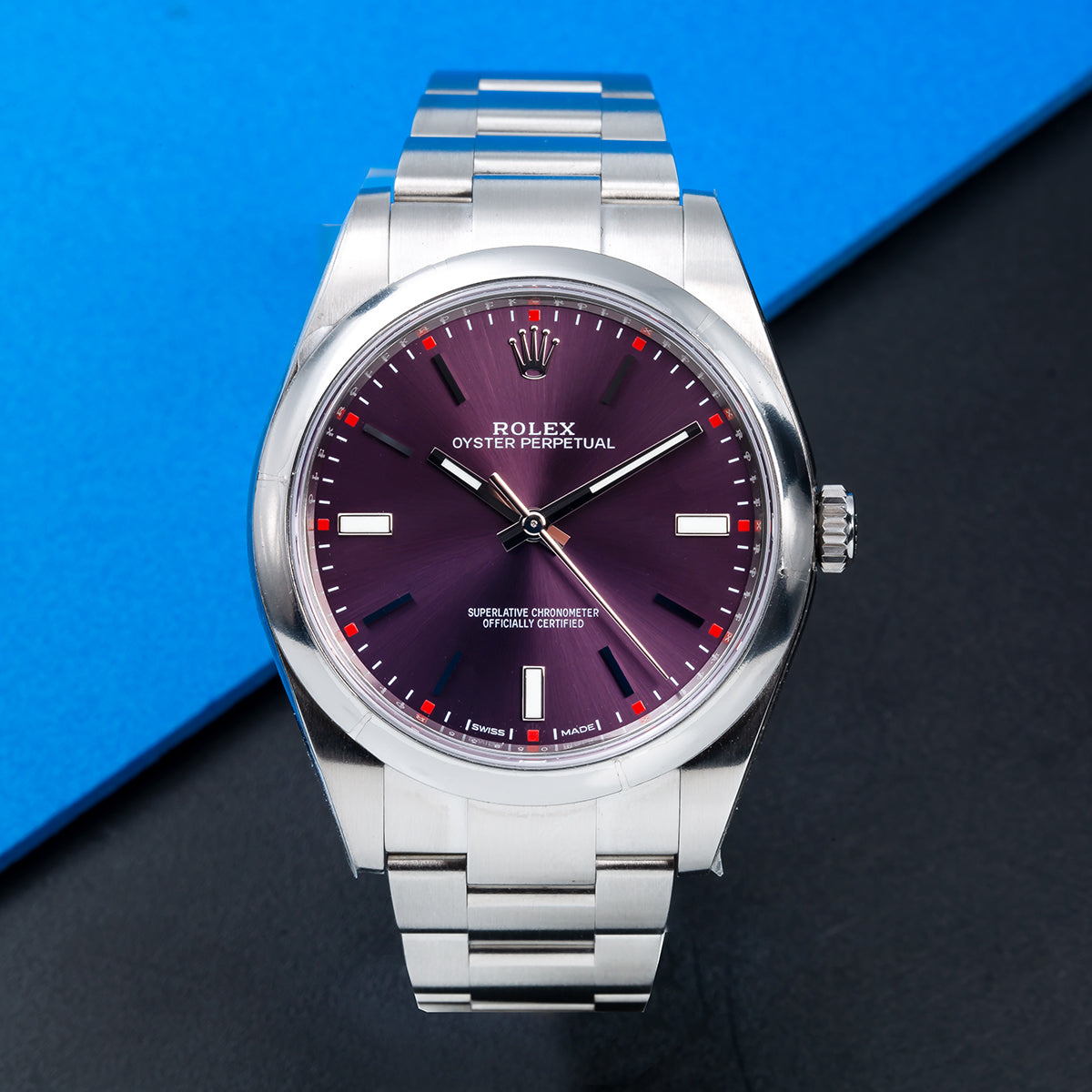 Rolex Oyster Perpetual 114300 39mm Red Grape Dial-Rolex-JD Watches NY